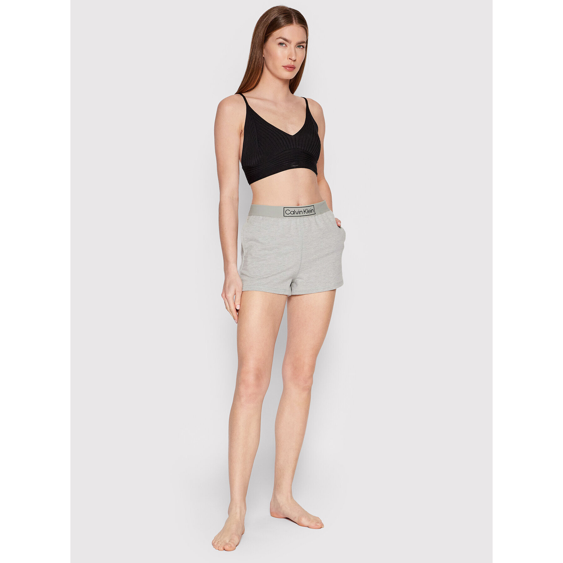 Calvin Klein Underwear Kratke hlače pižama 000QS6799E Siva Regular Fit - Pepit.si