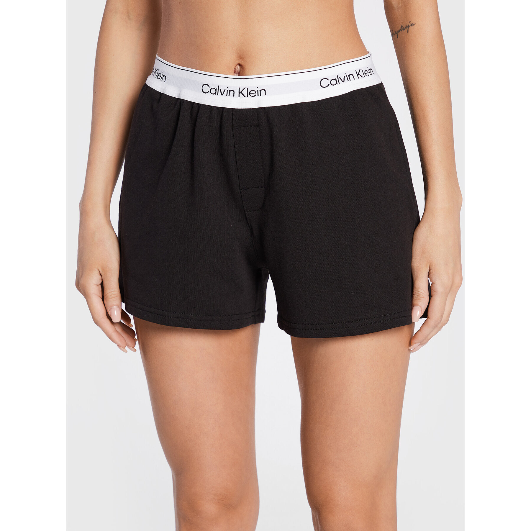 Calvin Klein Underwear Kratke hlače pižama 000QS6871E Črna Regular Fit - Pepit.si