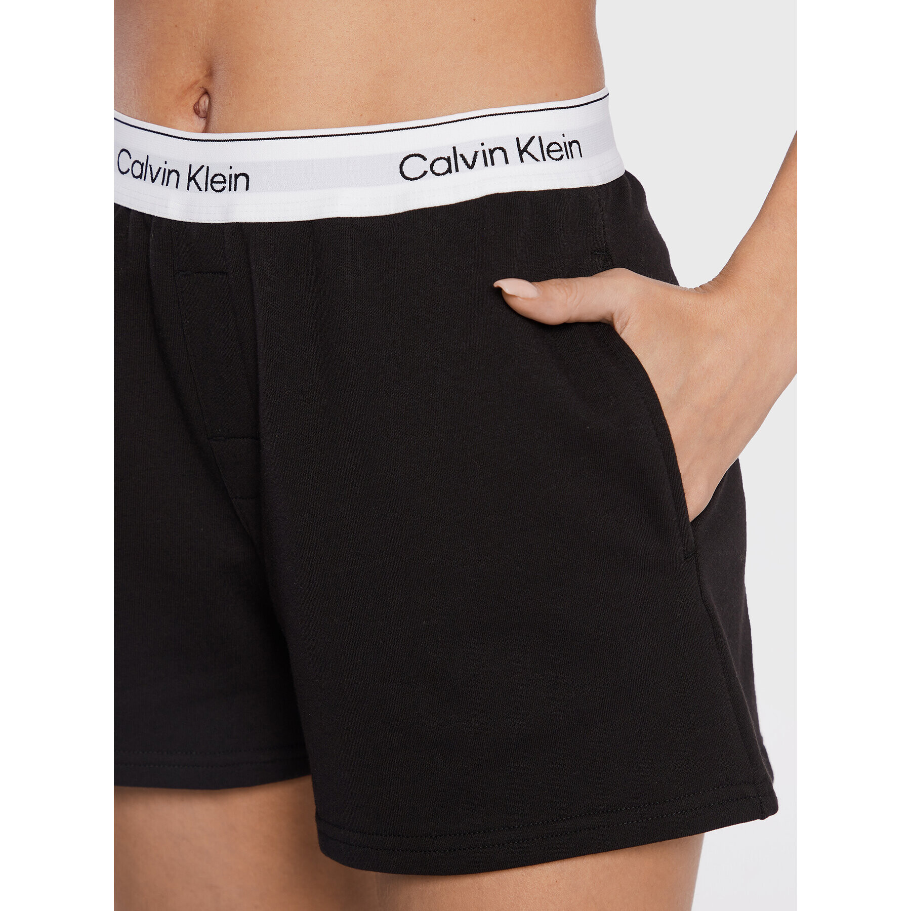 Calvin Klein Underwear Kratke hlače pižama 000QS6871E Črna Regular Fit - Pepit.si