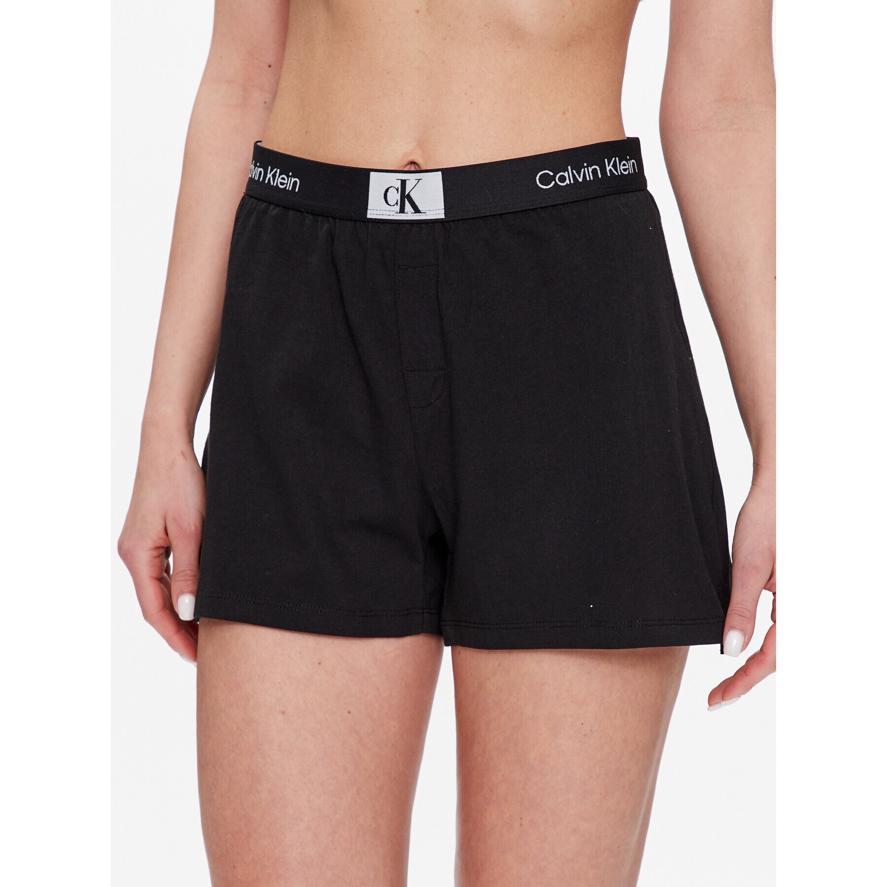 Calvin Klein Underwear Kratke hlače pižama 000QS6947E Črna Regular Fit - Pepit.si