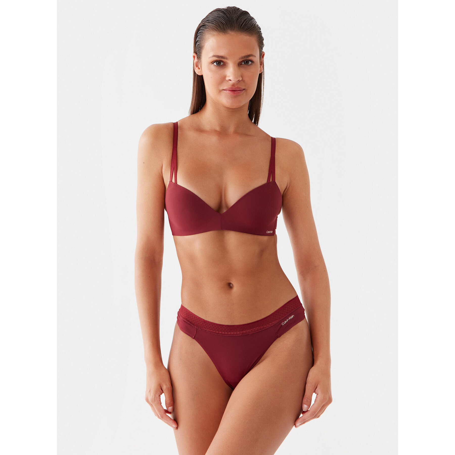 Calvin Klein Underwear Nedrček brez kosti 000QF6017E Bordo rdeča - Pepit.si