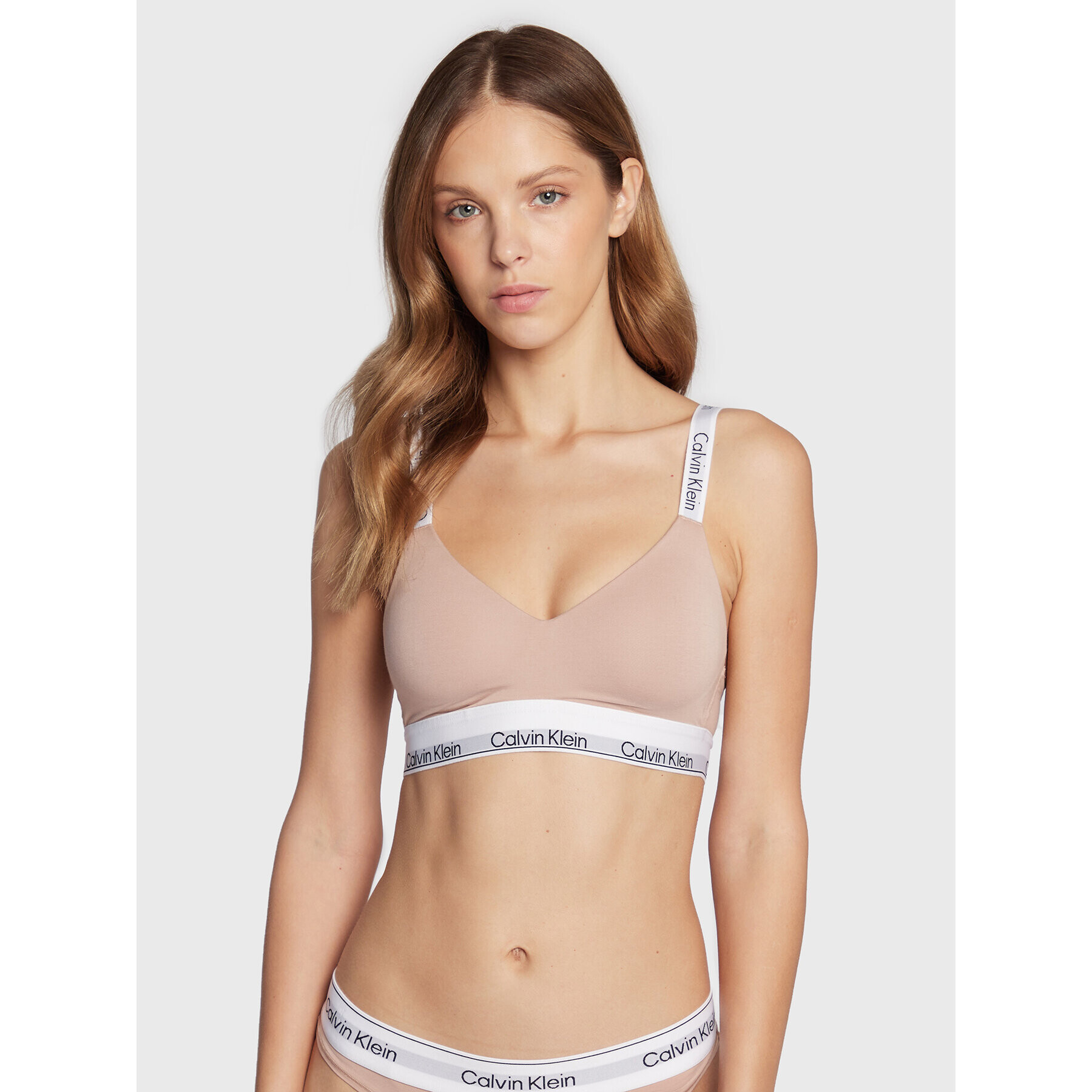 Calvin Klein Underwear Nedrček brez kosti 000QF7030E Bež - Pepit.si