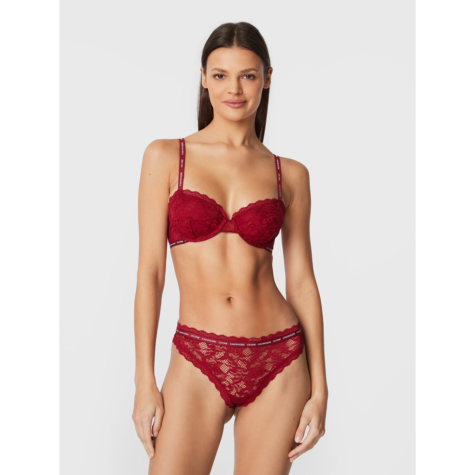 Calvin Klein Underwear Nedrček s kostjo 000QF6201E Bordo rdeča - Pepit.si