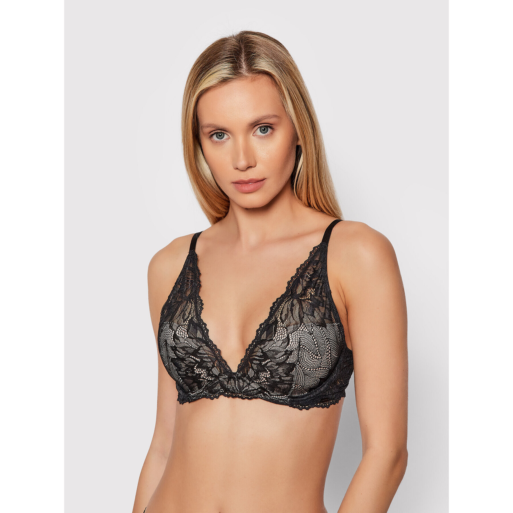 Calvin Klein Underwear Nedrček s kostjo 000QF6396E Črna - Pepit.si