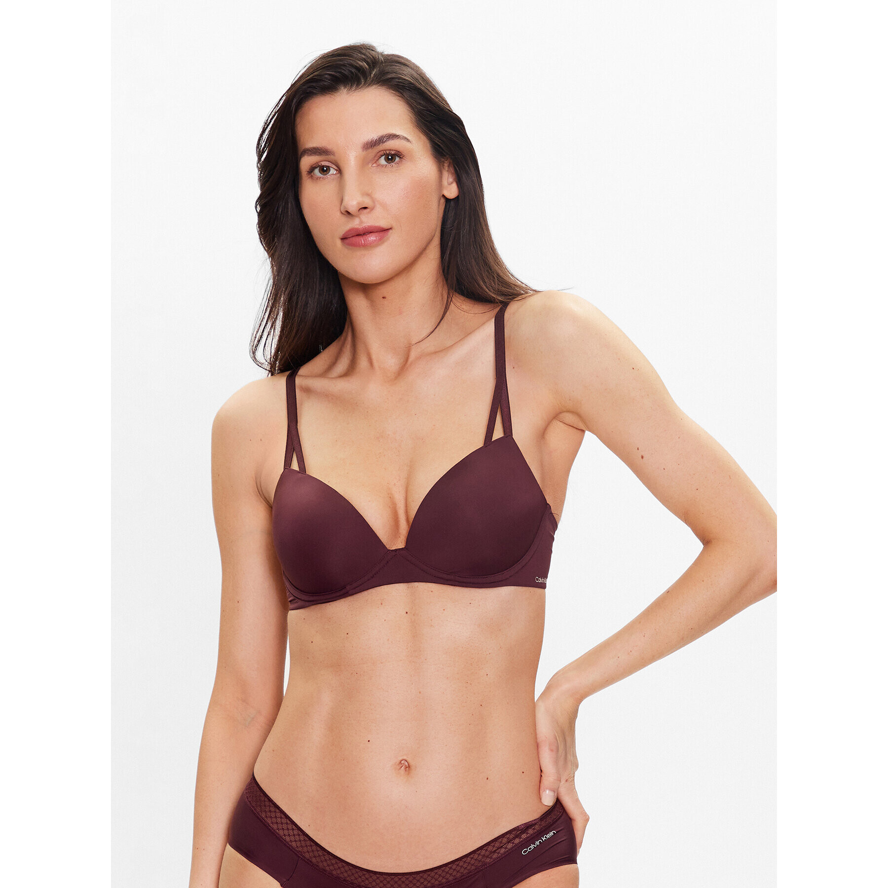 Calvin Klein Underwear Push-Up nedrček 000QF6016E Bordo rdeča - Pepit.si