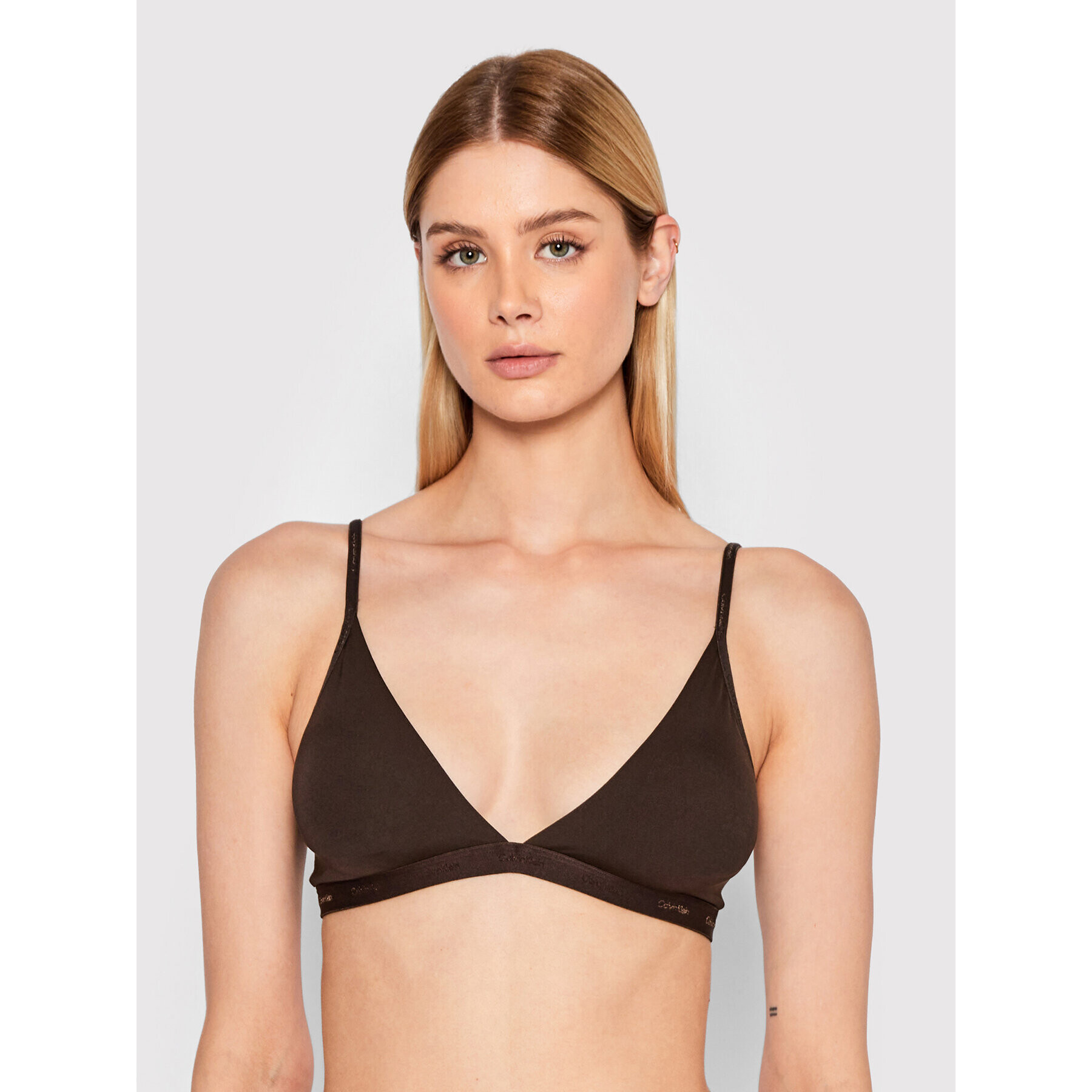 Calvin Klein Underwear Trikotni nedrček 000QF6758E Rjava - Pepit.si