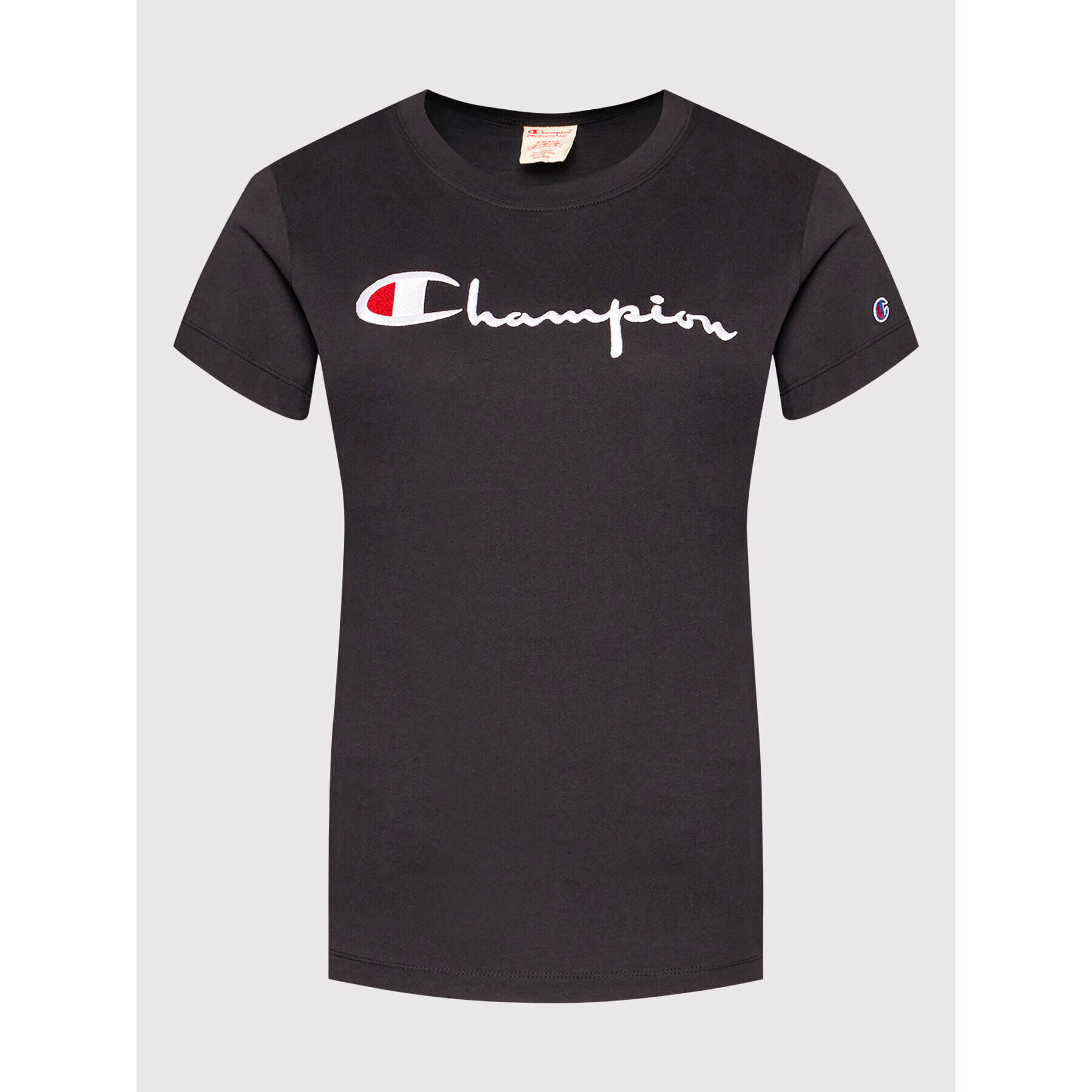 Champion Majica Big Logo 114128 Črna Regular Fit - Pepit.si