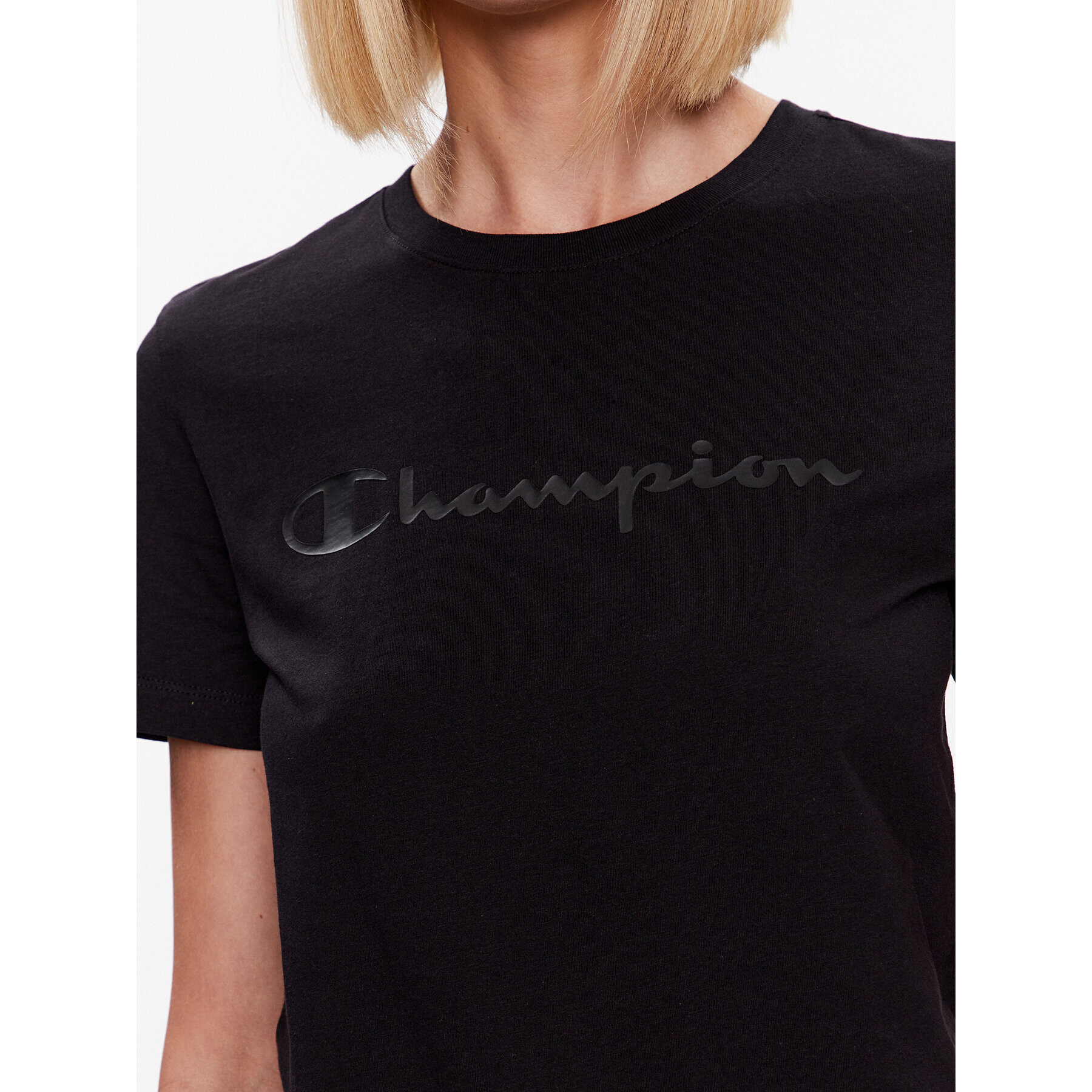 Champion Majica Big Script 114911 Črna Regular Fit - Pepit.si