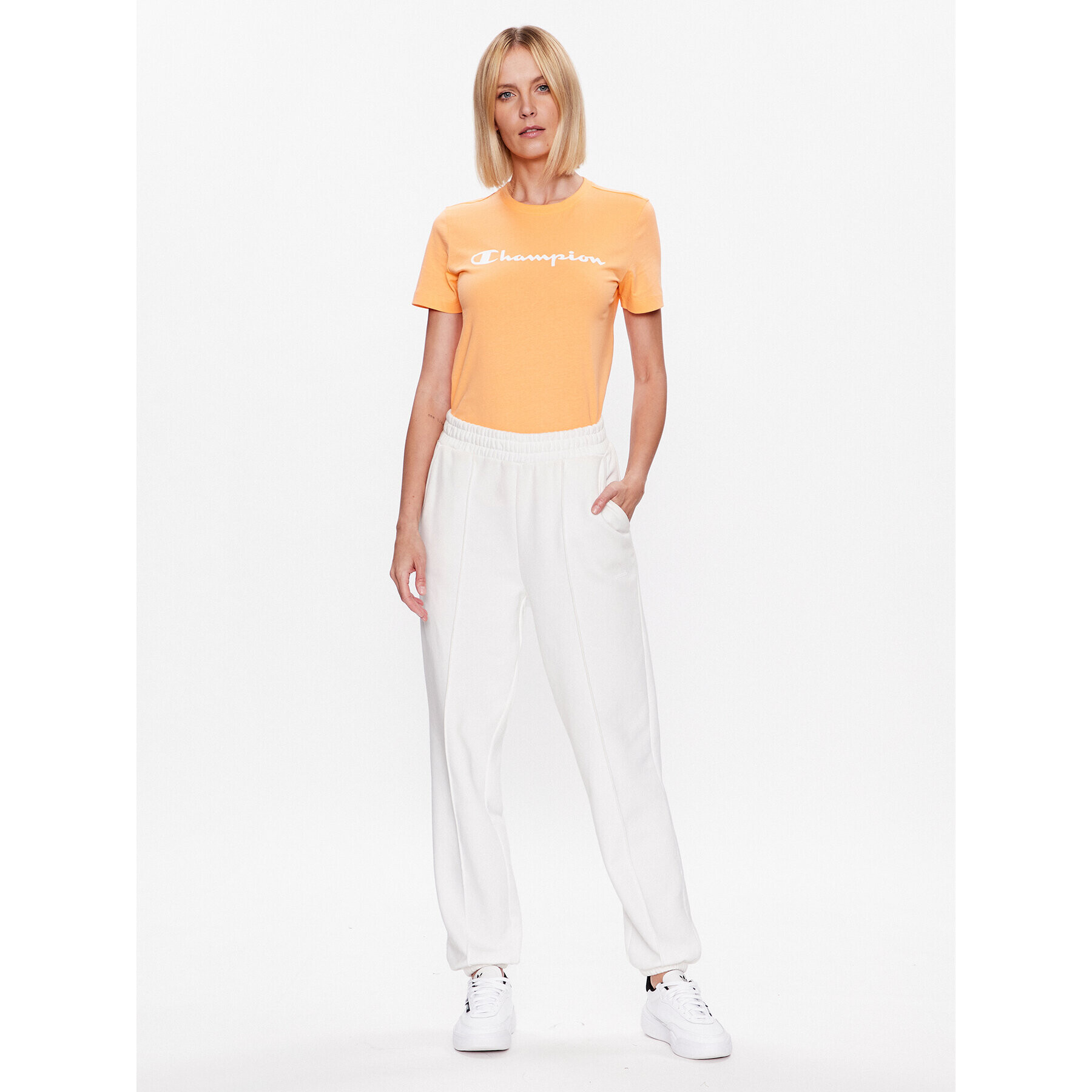 Champion Majica Big Script 114911 Oranžna Regular Fit - Pepit.si