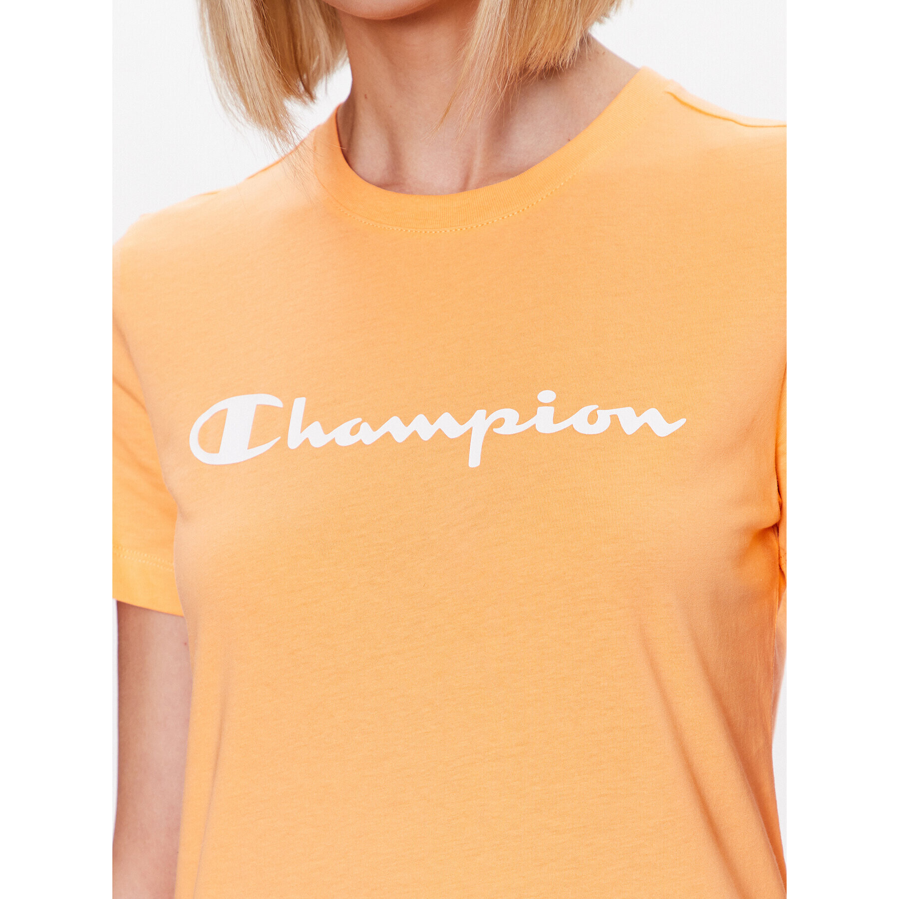 Champion Majica Big Script 114911 Oranžna Regular Fit - Pepit.si