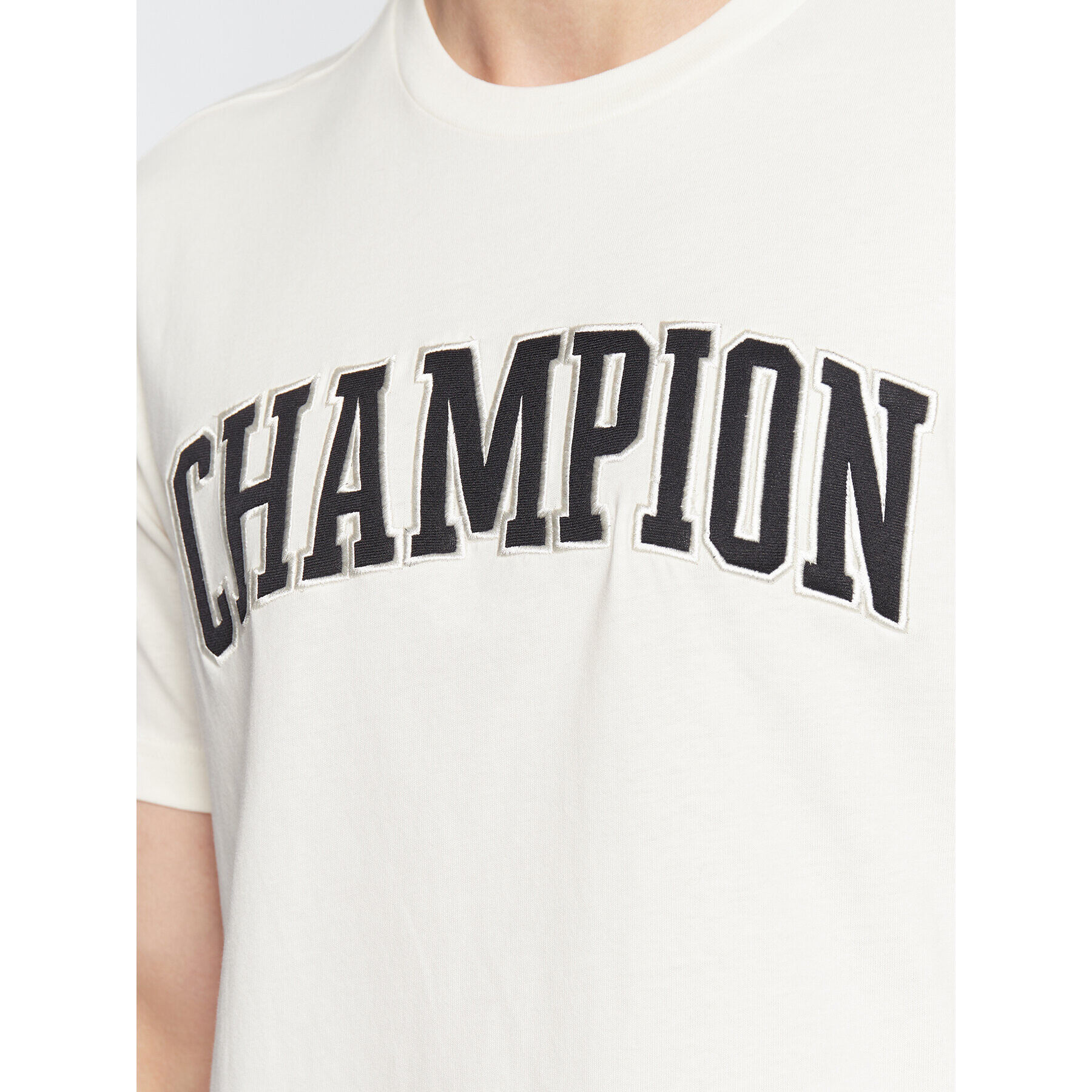 Champion Majica Bookstore Logo 217882 Écru Regular Fit - Pepit.si