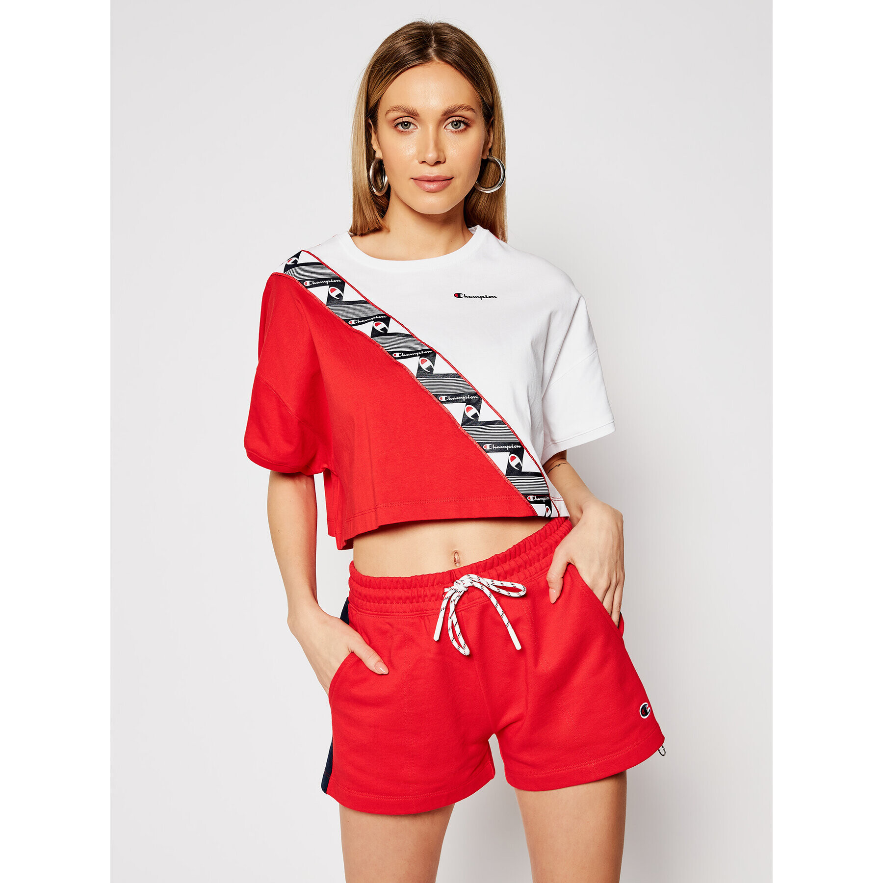 Champion Majica Croptop 112767 Rdeča Custom Fit - Pepit.si