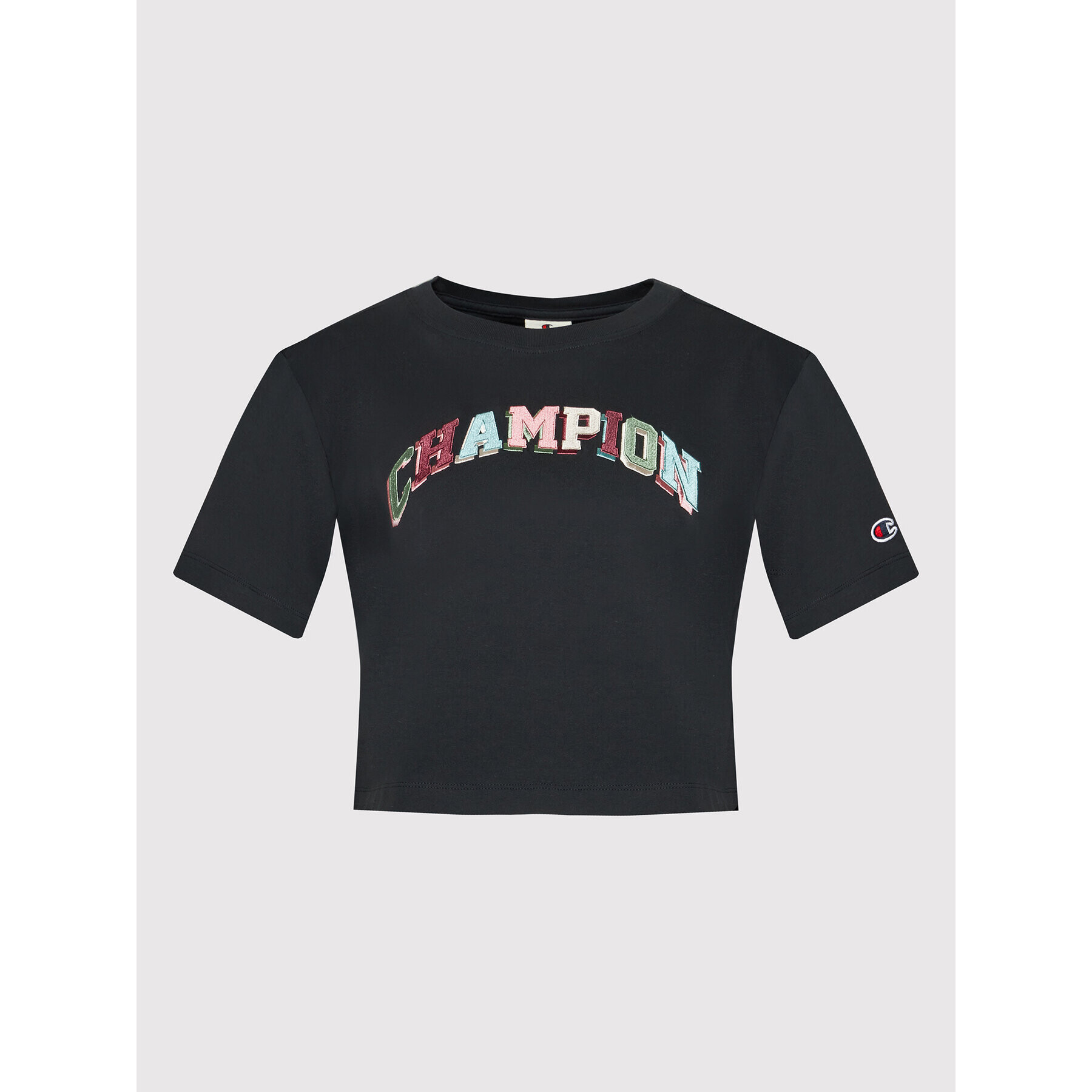 Champion Majica Embroidered Bookstore Logo 114969 Črna Cropped Fit - Pepit.si