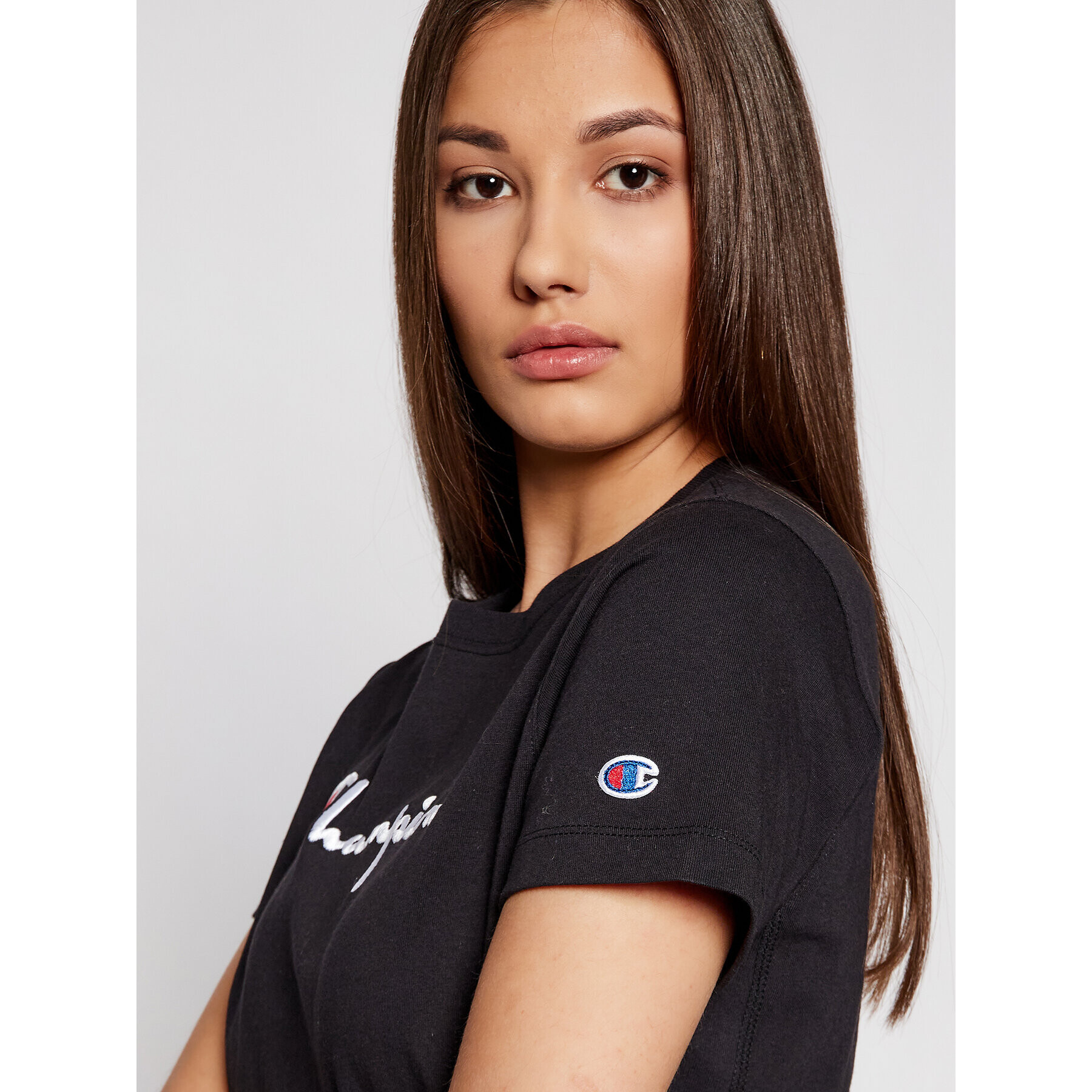 Champion Majica Script Logo 110992 Črna Heritage Fit - Pepit.si