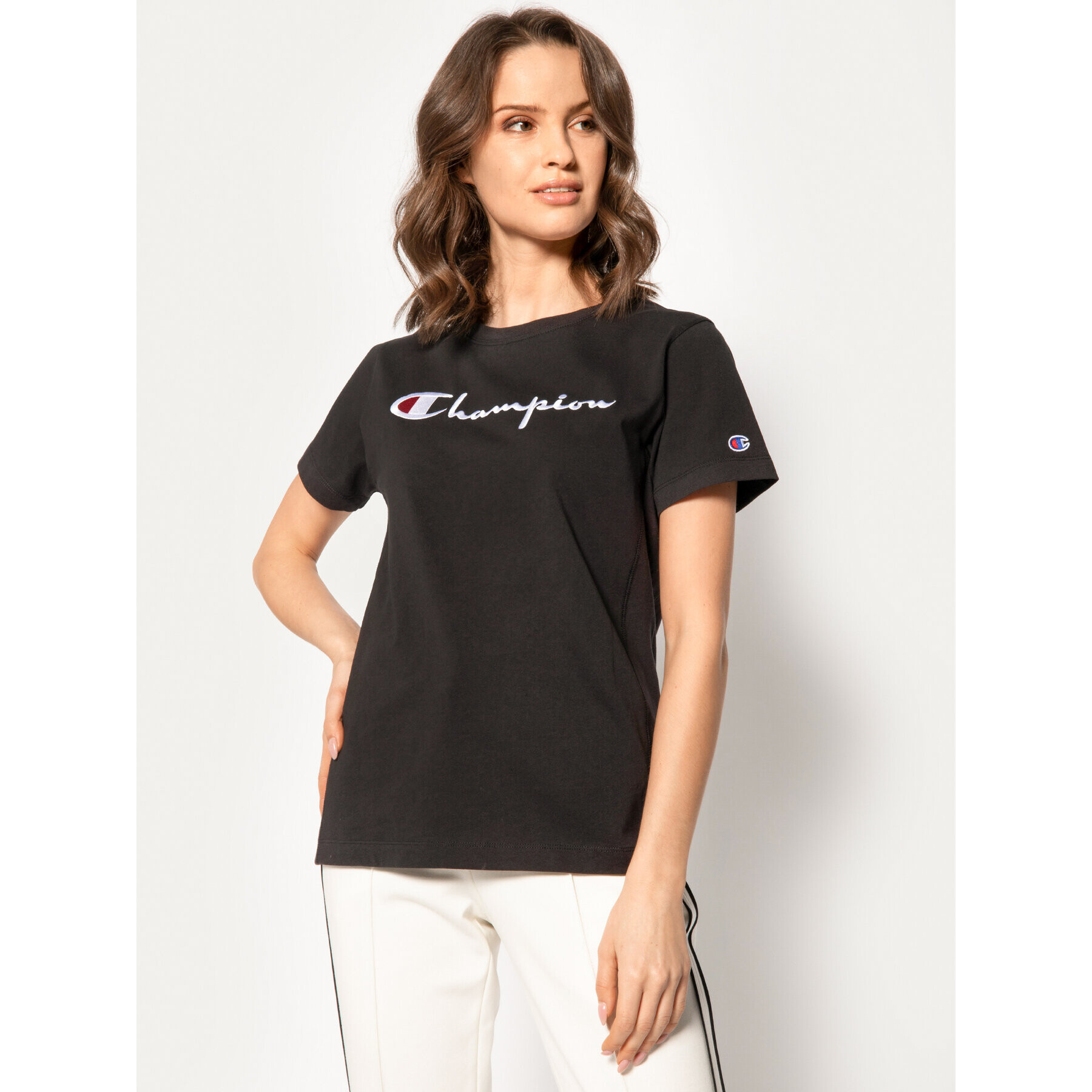 Champion Majica Script Logo 110992 Črna Regular Fit - Pepit.si