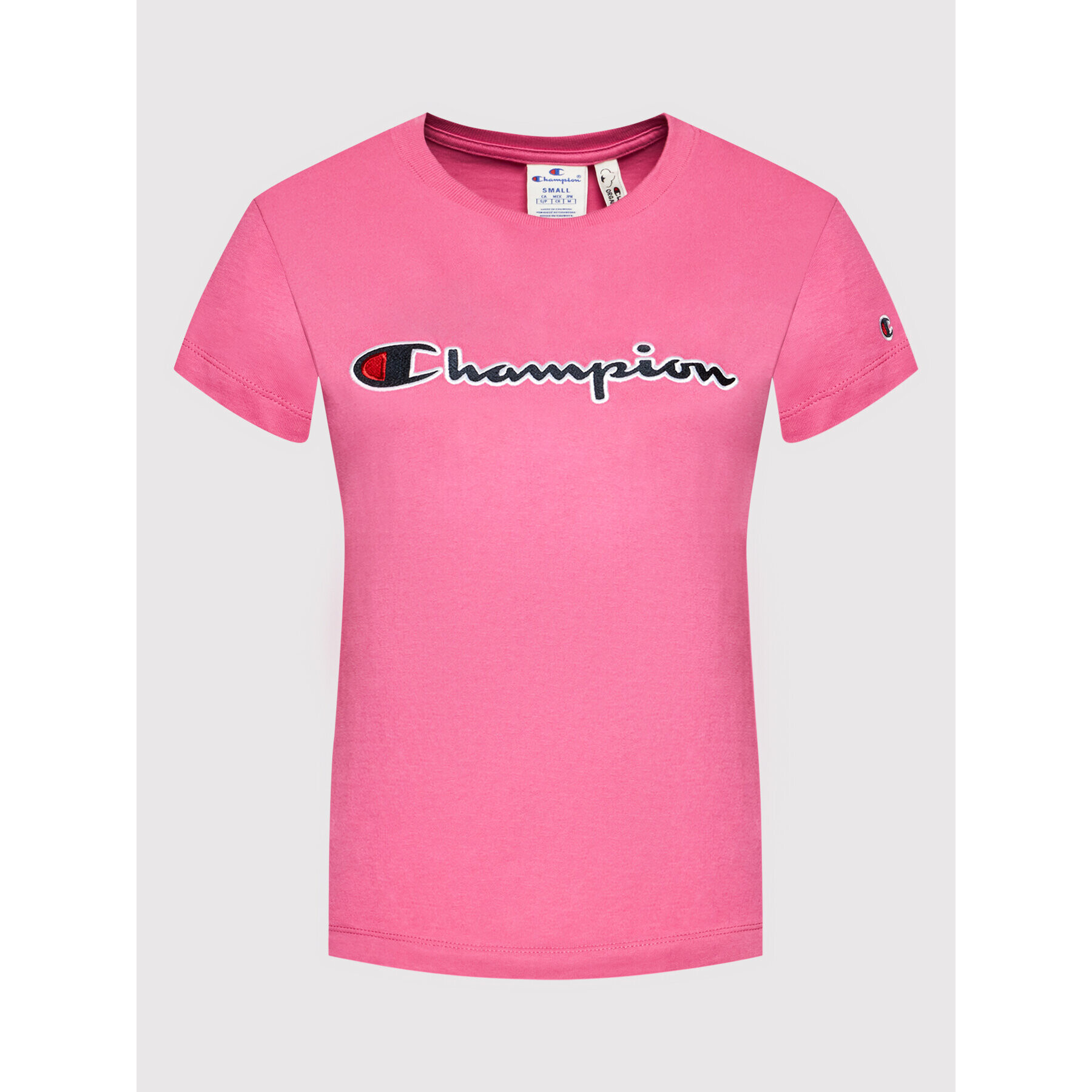 Champion Majica Script Logo 114472 PS158 Roza Regular Fit - Pepit.si