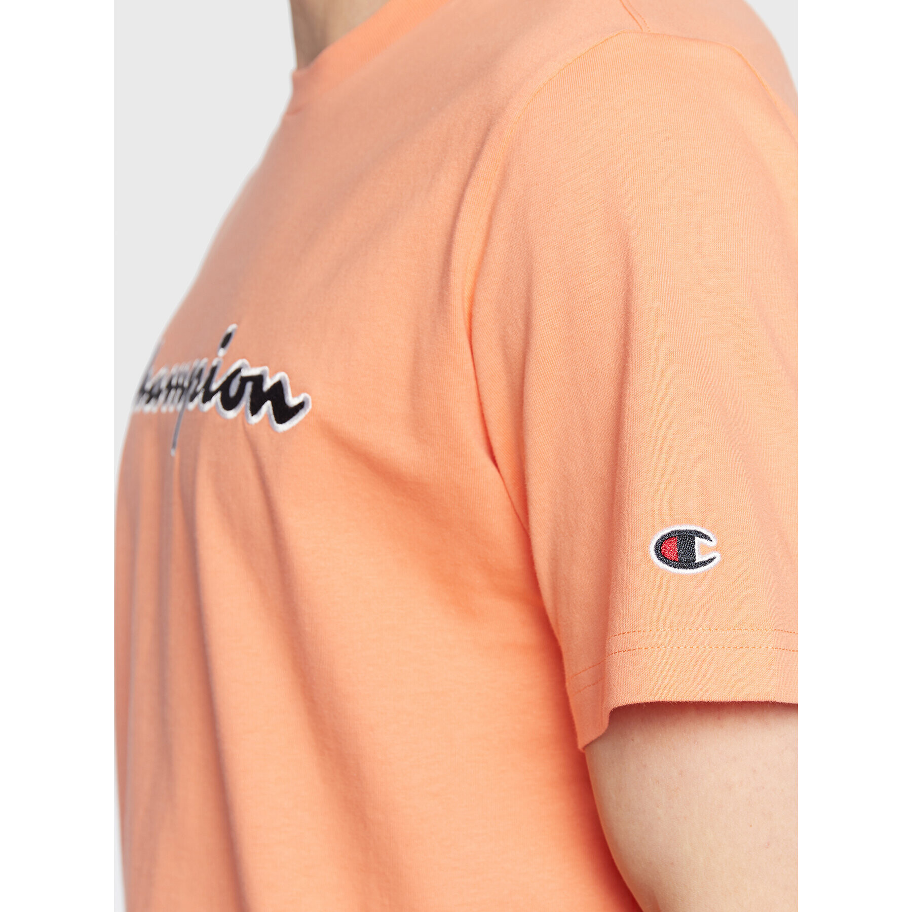 Champion Majica Script Logo Embroidery 218007 Oranžna Regular Fit - Pepit.si