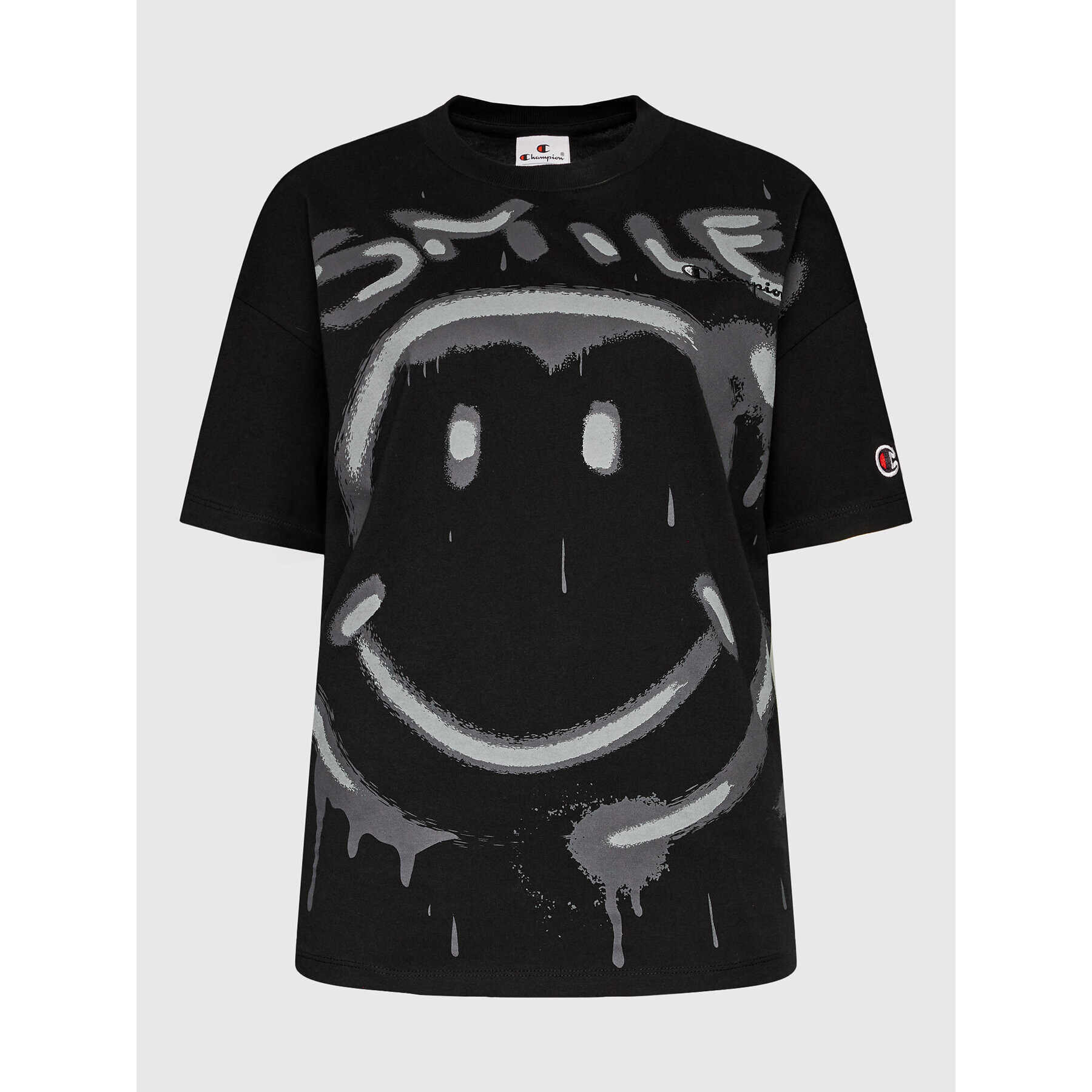 Champion Majica SMILEY 50th Anniversary Edition Graffiti Print 115937 Črna Custom Fit - Pepit.si