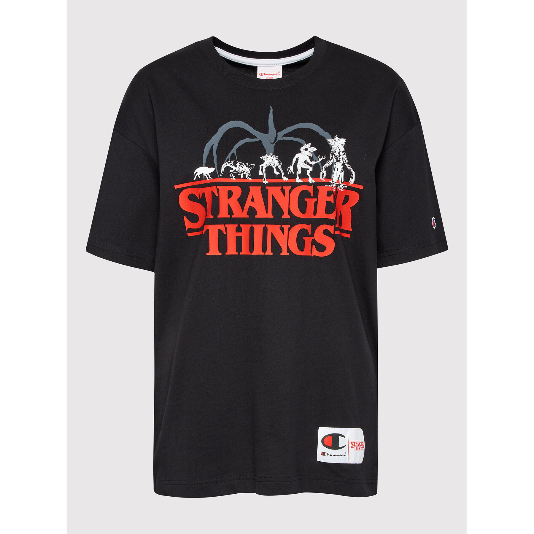 Champion Majica STRANGER THINGS Unisex 217791 Črna Custom Fit - Pepit.si