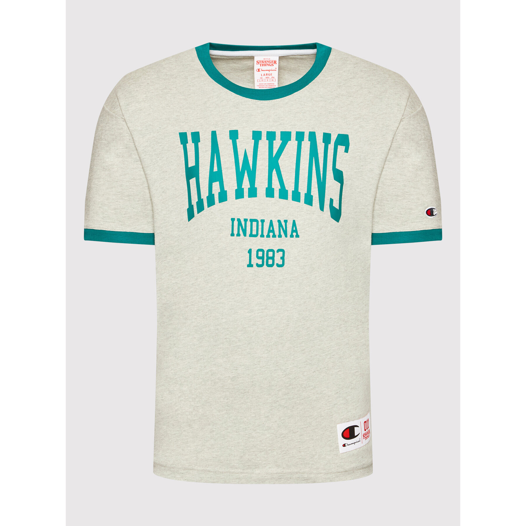 Champion Majica Unisex STRANGER THINGS Hawkins 217756 Siva Custom Fit - Pepit.si