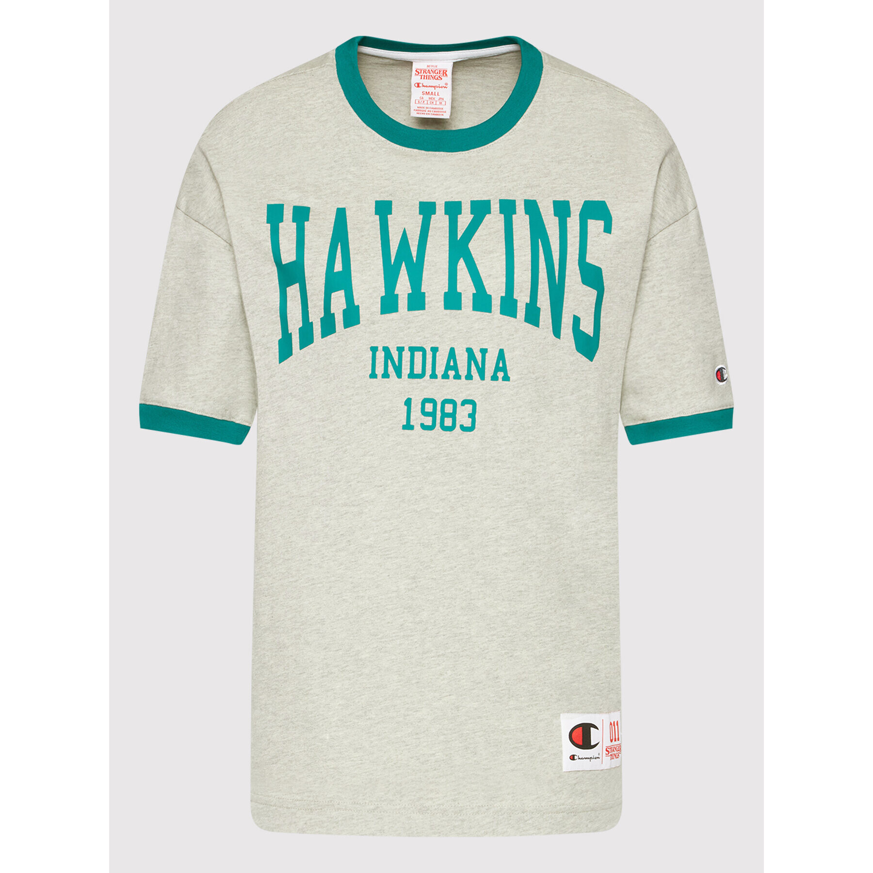 Champion Majica Unisex STRANGER THINGS Hawkins 217756 Siva Custom Fit - Pepit.si