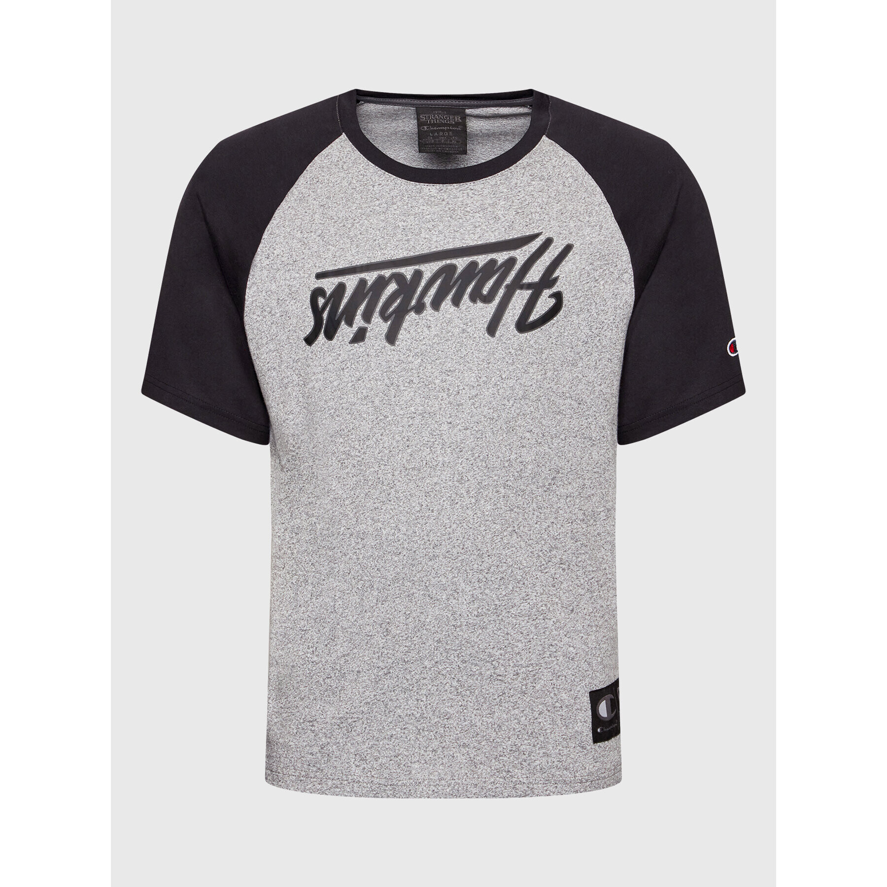 Champion Majica Unisex STRANGER THINGS Hawkins Raglan 217755 Siva Custom Fit - Pepit.si