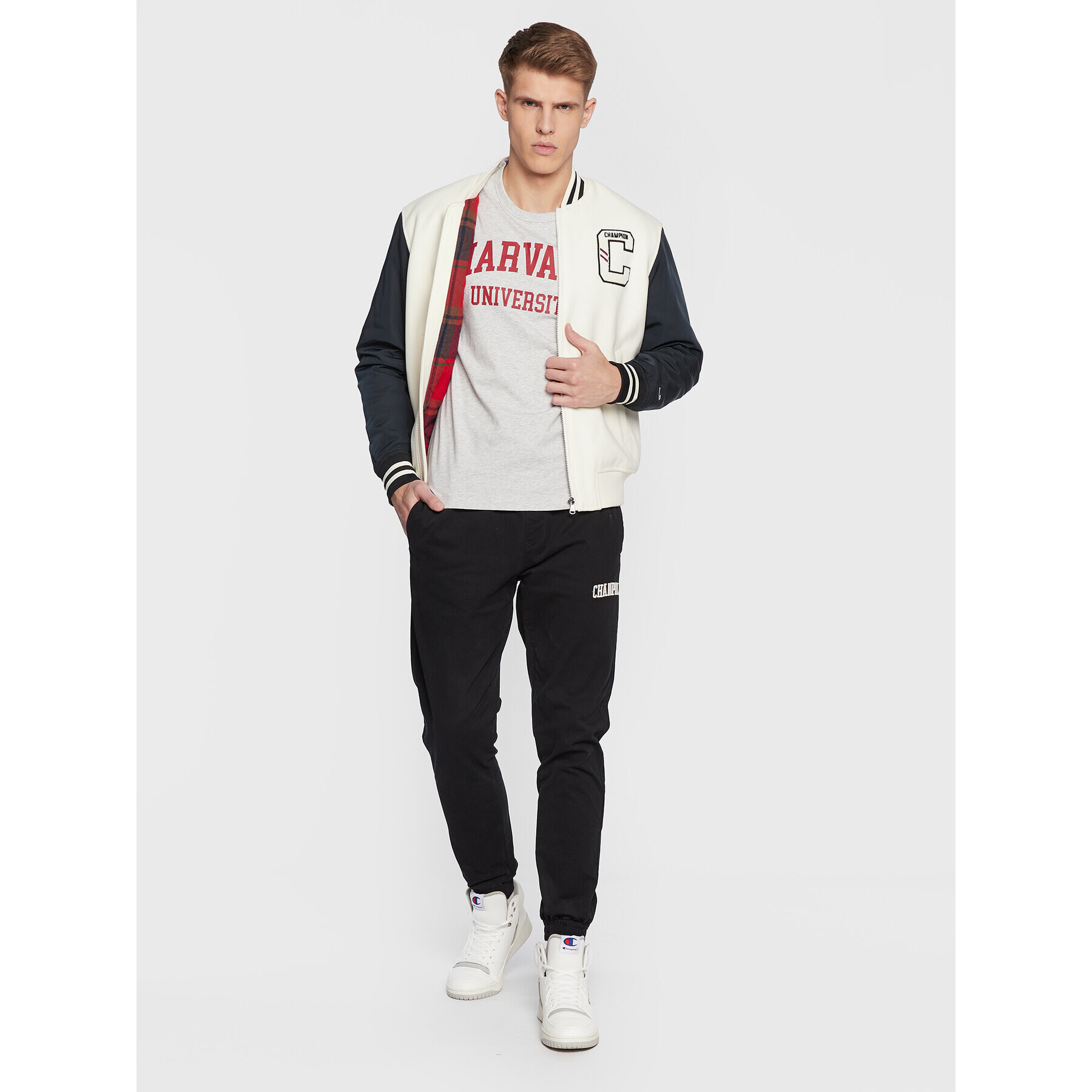 Champion Majica University Logo 218351 Siva Regular Fit - Pepit.si