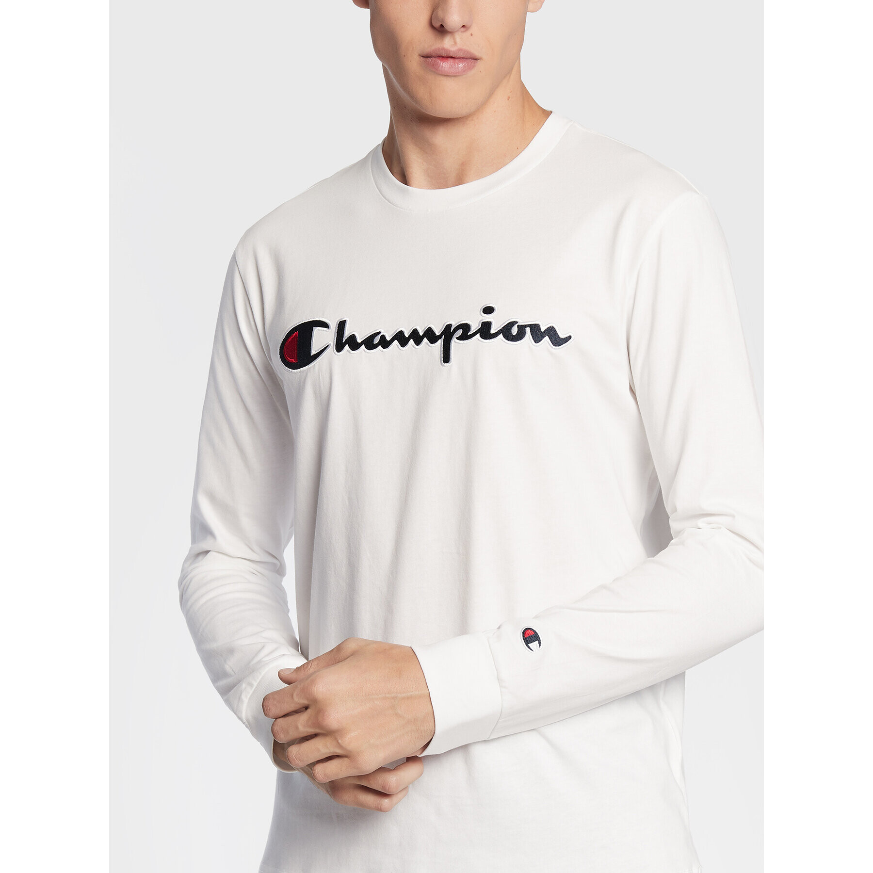 Champion Majica z dolgimi rokavi 217861 Bela Regular Fit - Pepit.si