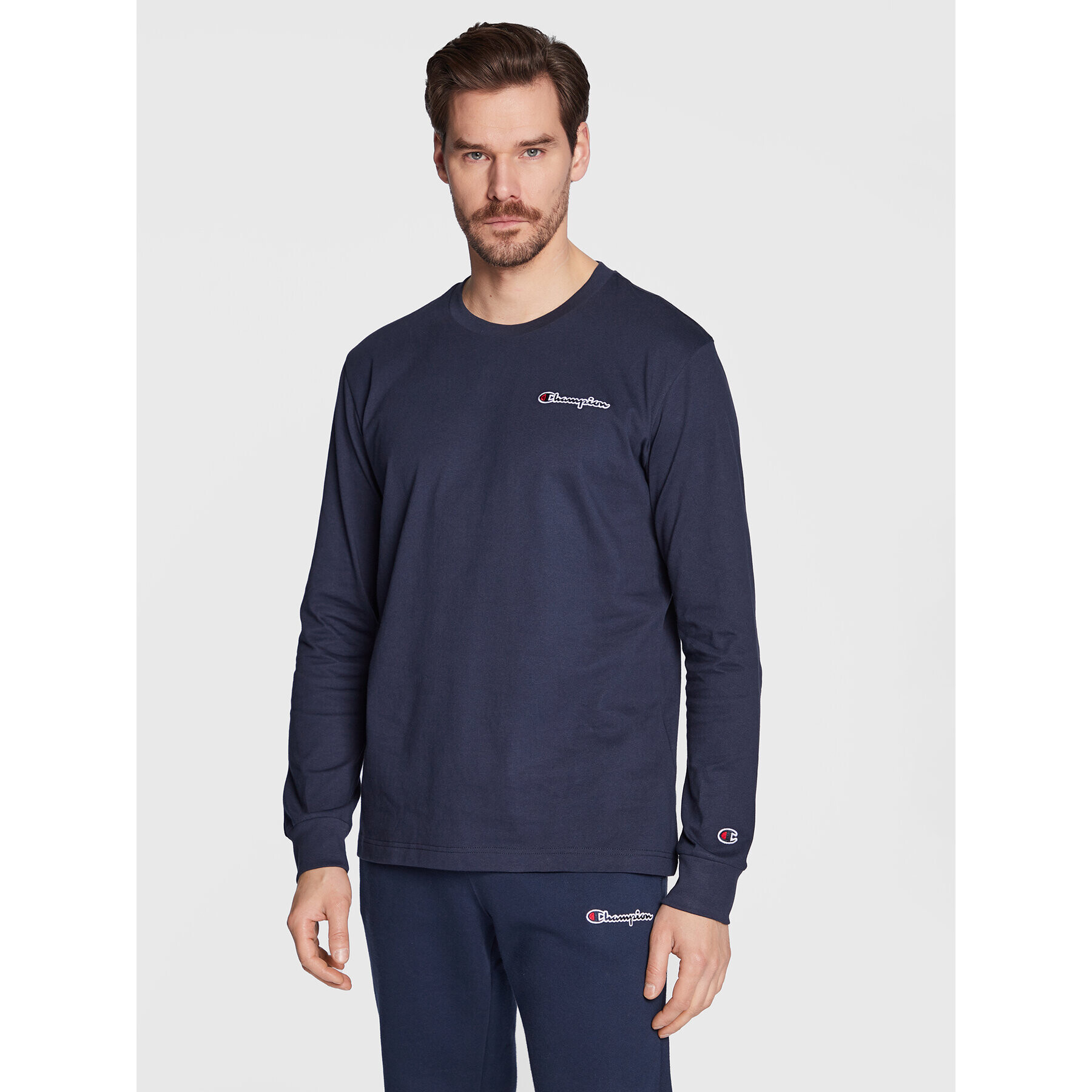 Champion Majica z dolgimi rokavi Crewneck 217868 Mornarsko modra Regular Fit - Pepit.si