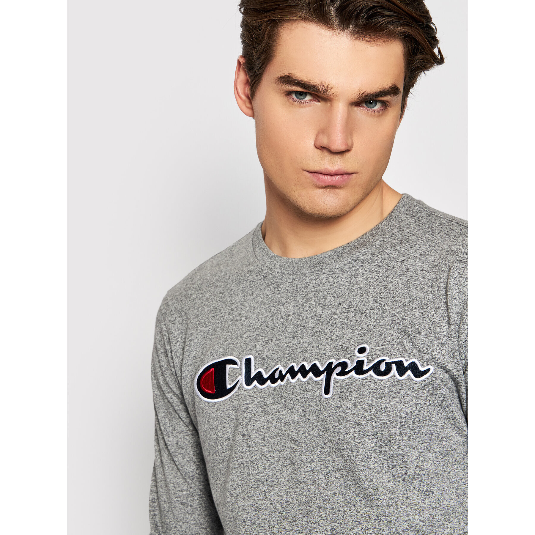 Champion Majica z dolgimi rokavi High 216474 Siva Regular Fit - Pepit.si