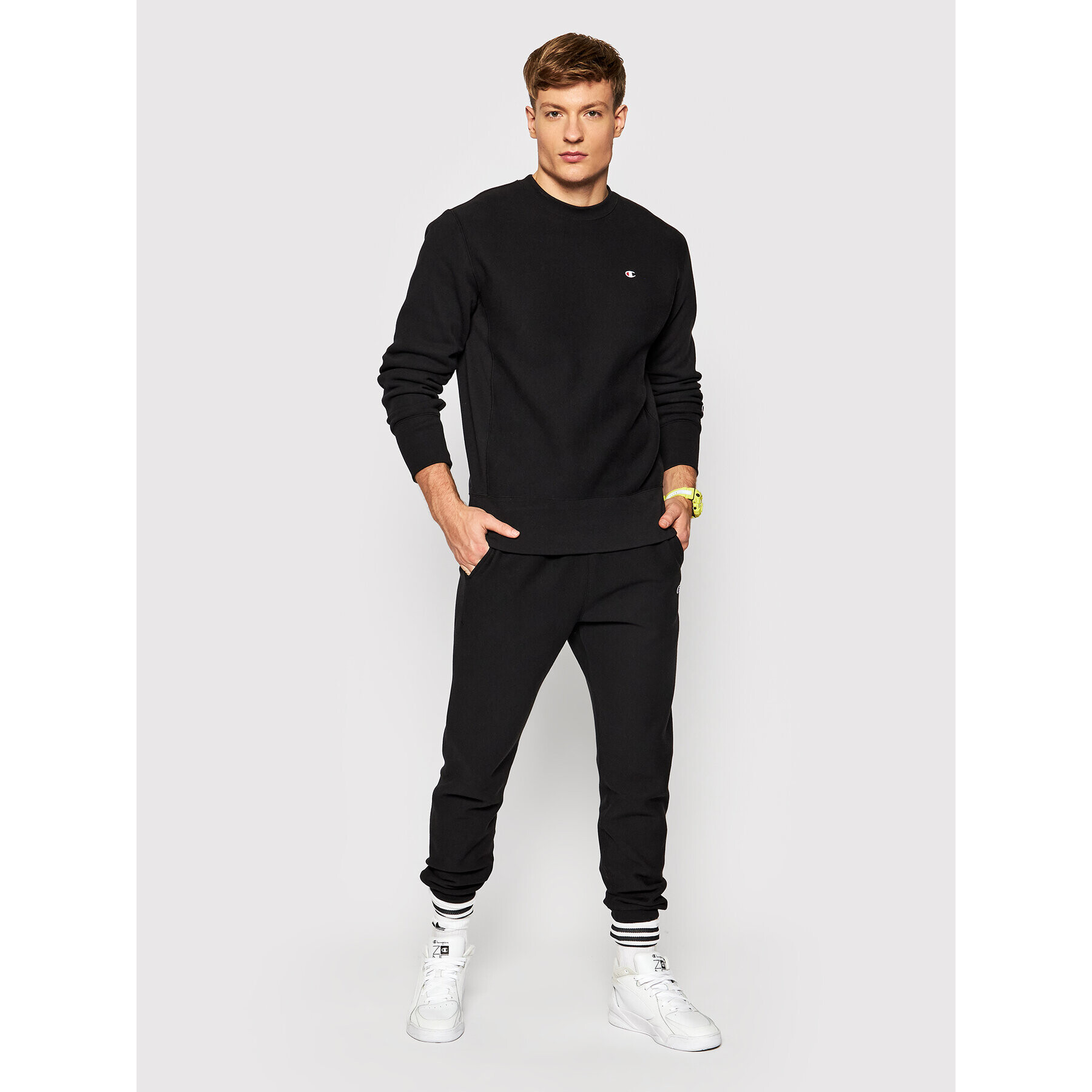 Champion Spodnji del trenirke Ribbed Cuffs Reverse Weave 216541 Črna Custom Fit - Pepit.si