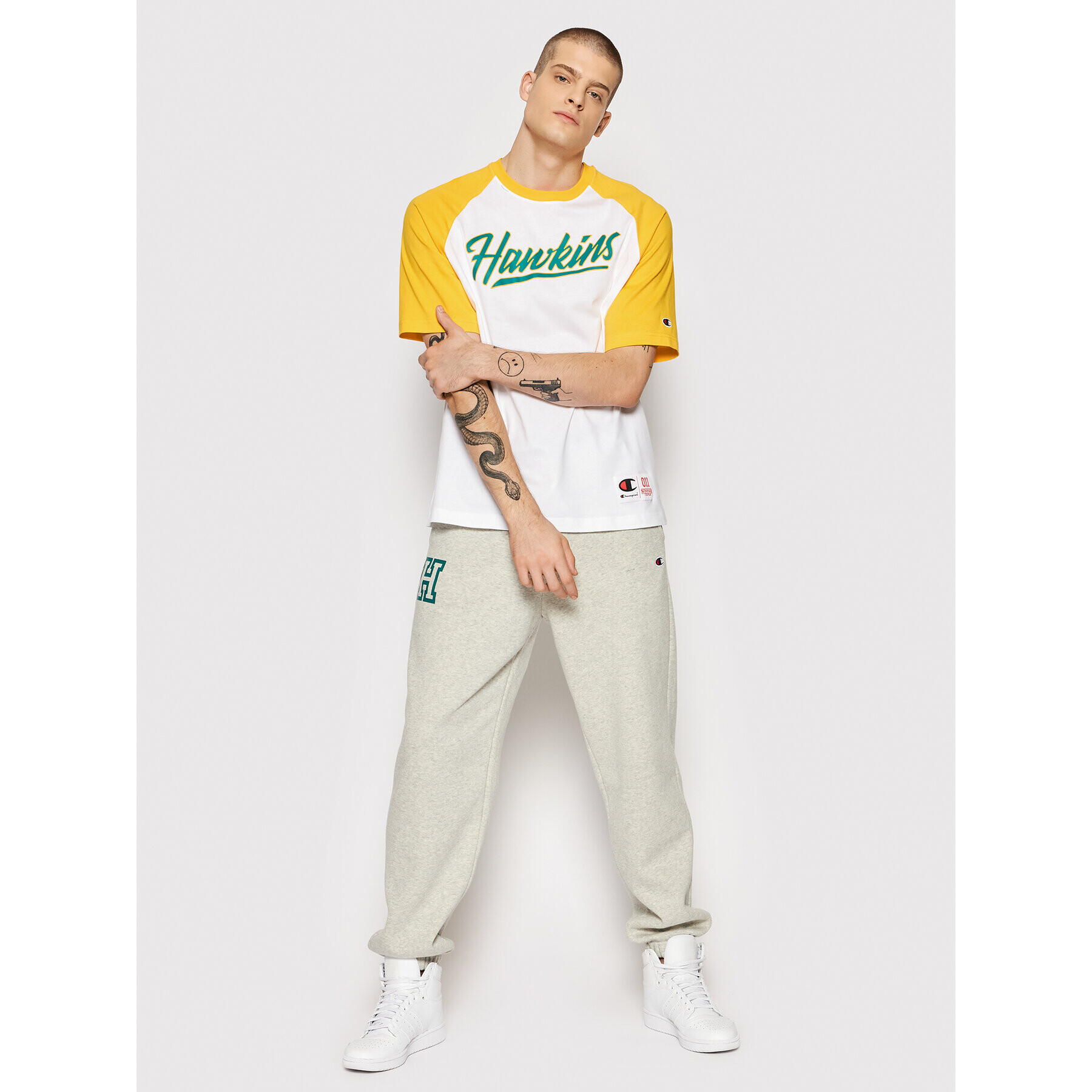 Champion Spodnji del trenirke Unisex STRANGER THINGS Hawkins 217753 Siva Custom Fit - Pepit.si