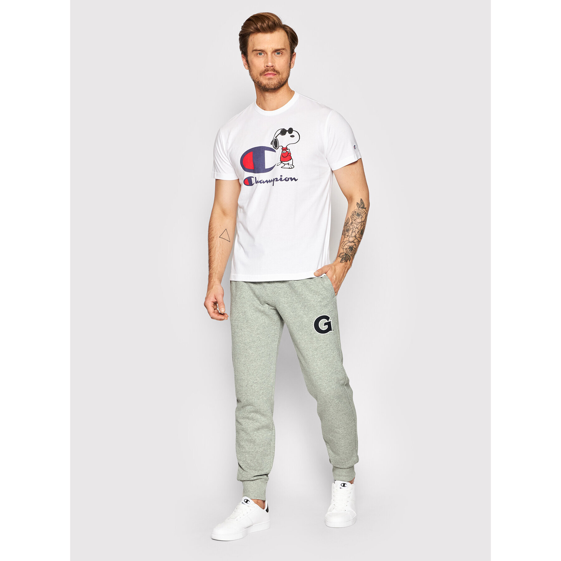 Champion Spodnji del trenirke University Print 217589 Siva Regular Fit - Pepit.si