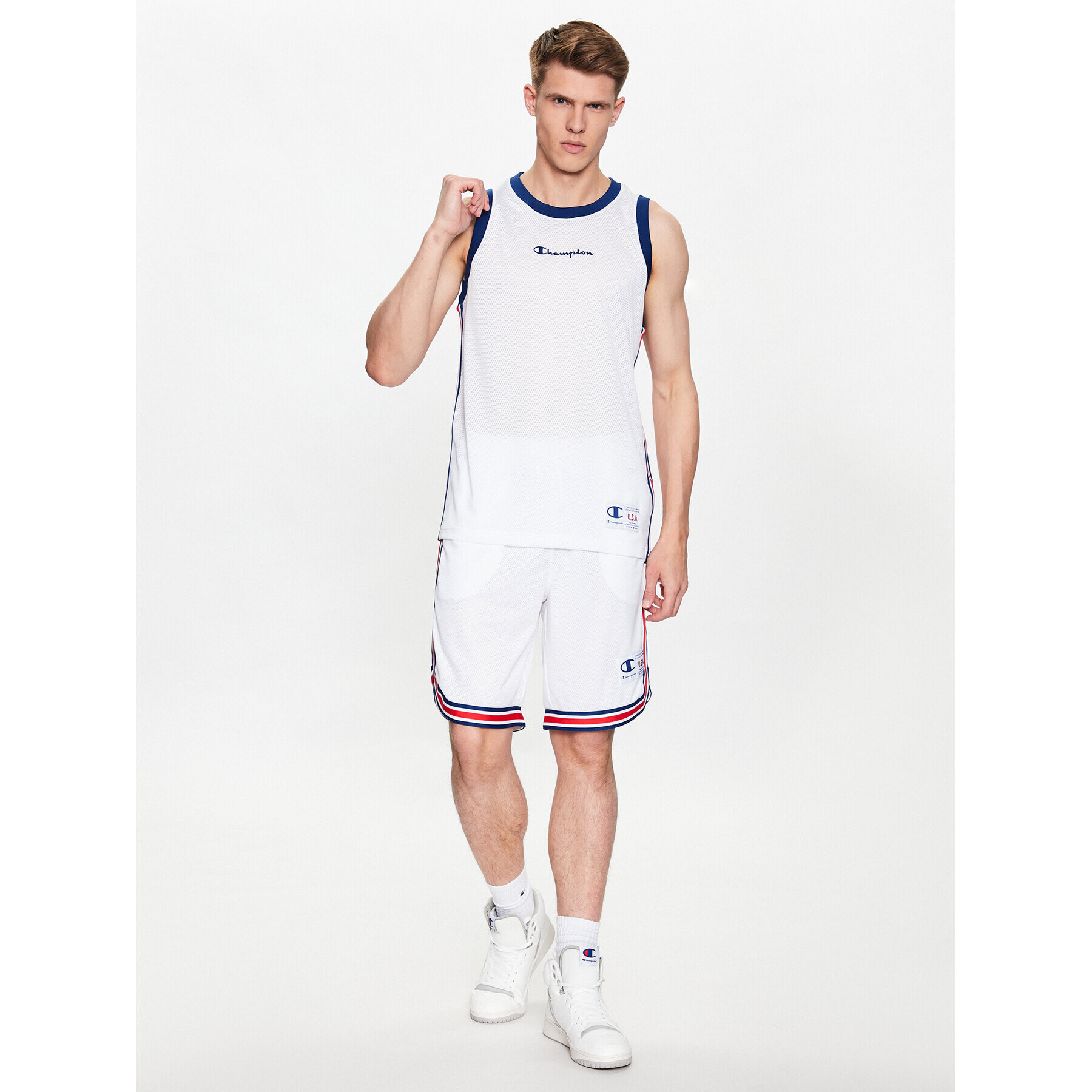 Champion Športne kratke hlače 218770 Bela Regular Fit - Pepit.si