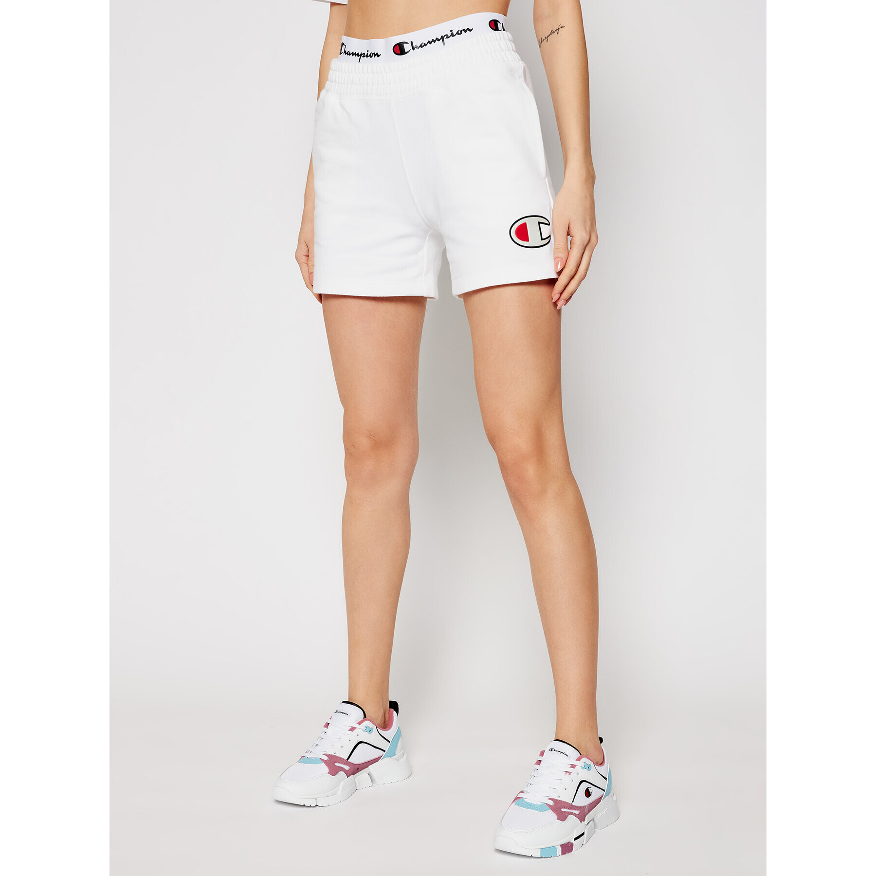 Champion Športne kratke hlače Double Waistband 112648 Bela Custom Fit - Pepit.si