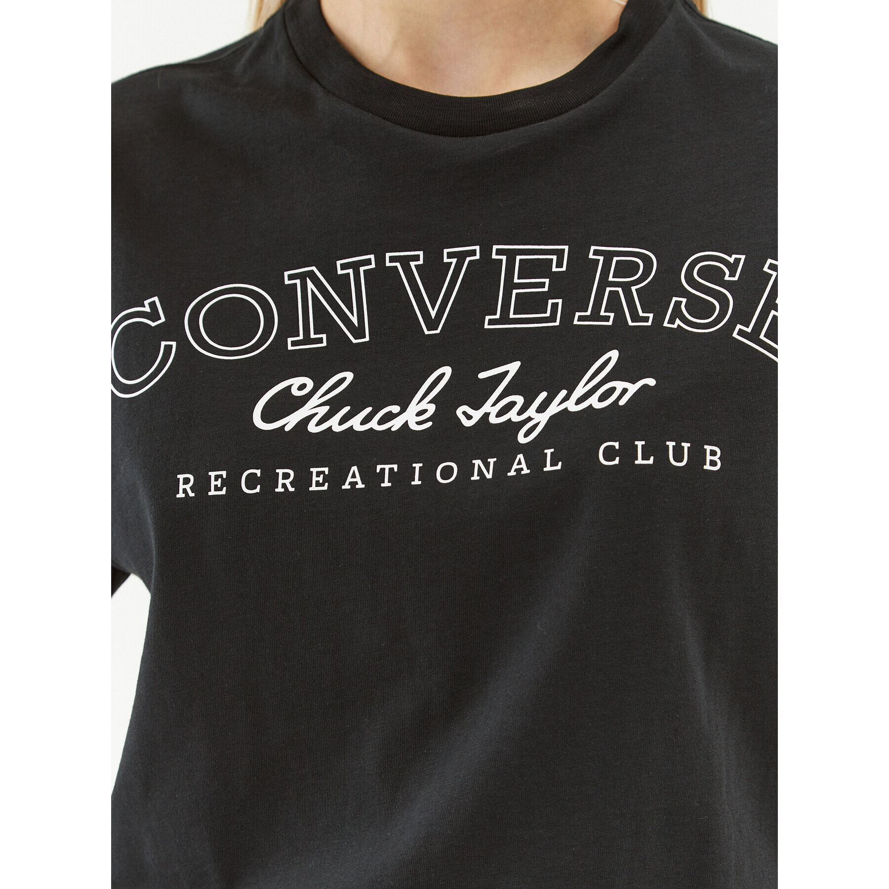 Converse Majica Retro Chuck Cropped Tee 10025897-A03 Črna Regular Fit - Pepit.si