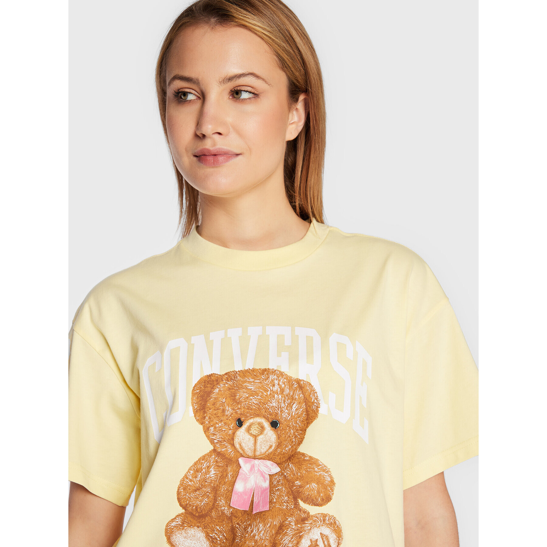 Converse Majica Teddy Bear 10023881-A02 Rumena Loose Fit - Pepit.si