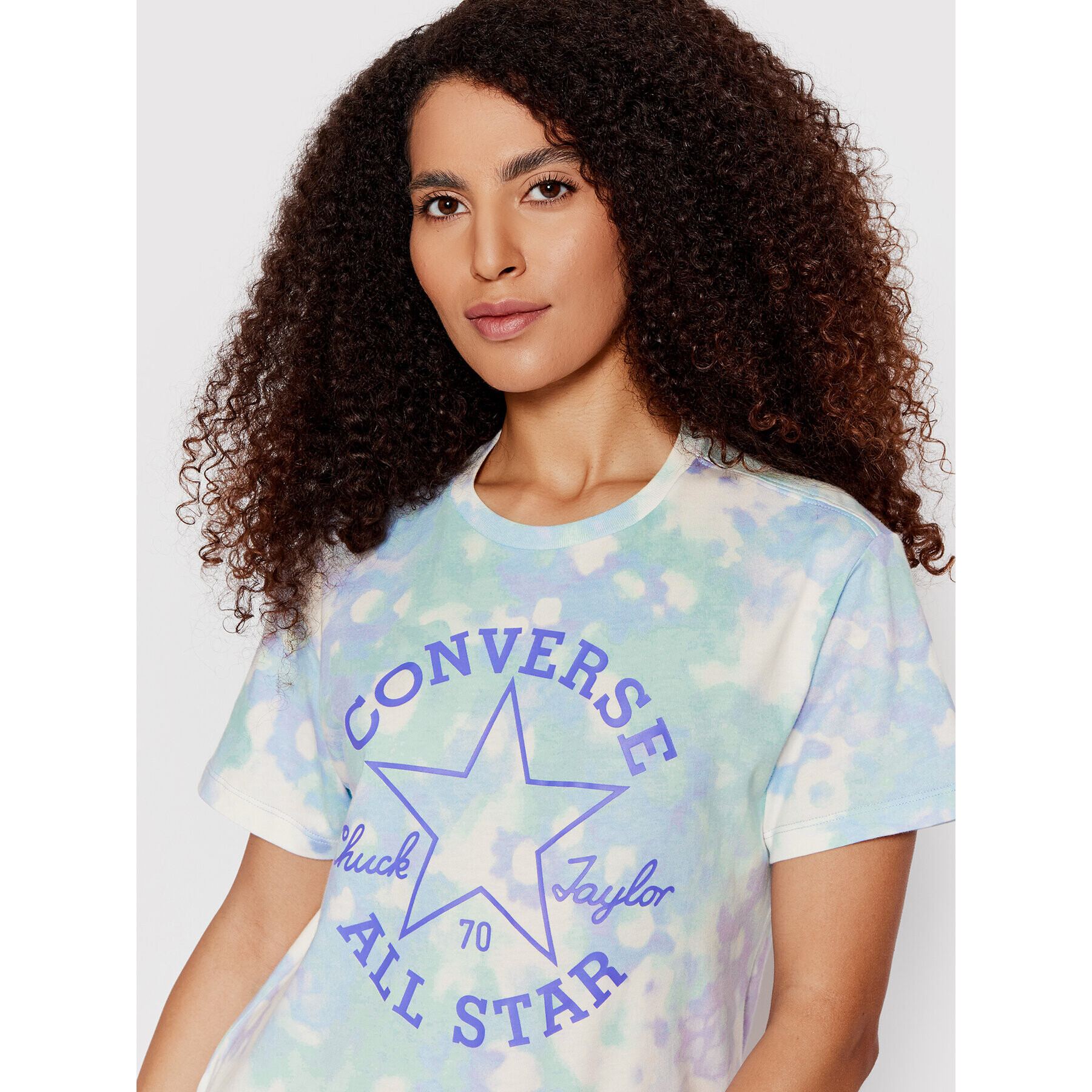 Converse Majica Washed Floral Patch 10023208-A03 Modra Loose Fit - Pepit.si