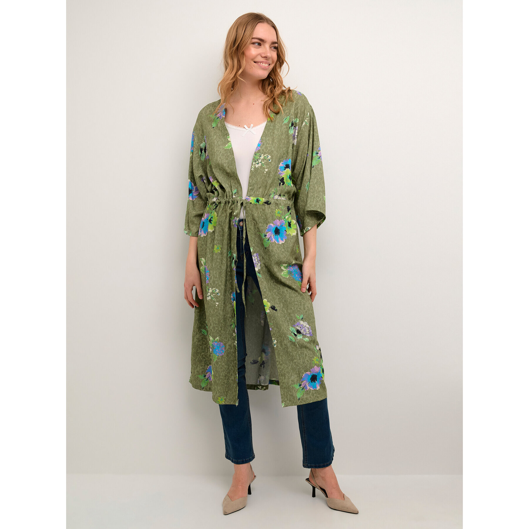 Cream Kimono Bahia 10608185 Zelena Loose Fit - Pepit.si