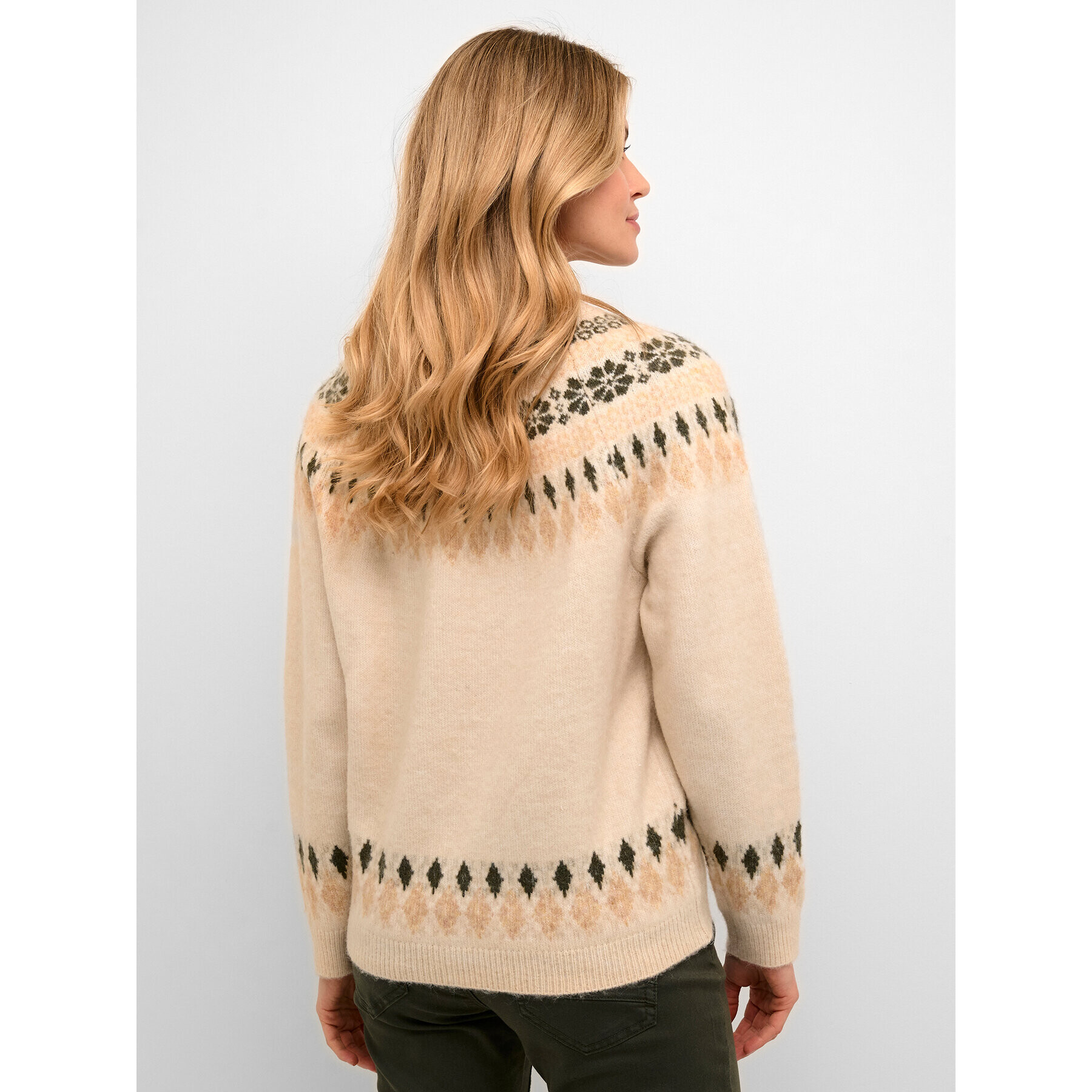 Cream Pulover Crcherry Knit 10610568 Bež Loose Fit - Pepit.si