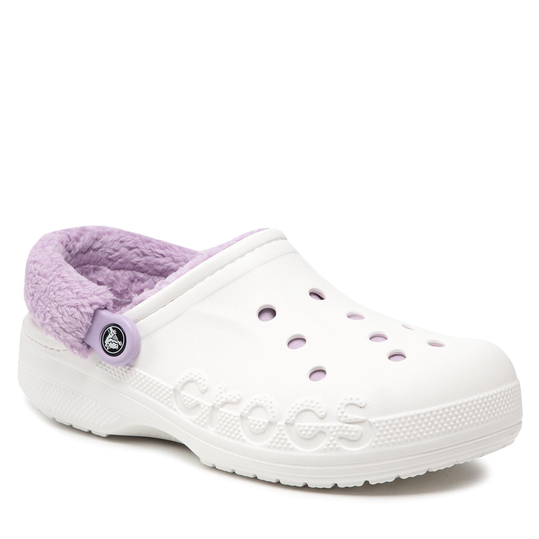 Crocs Natikači Baya Lined Fuzz Strap Clog 206633 Bela - Pepit.si