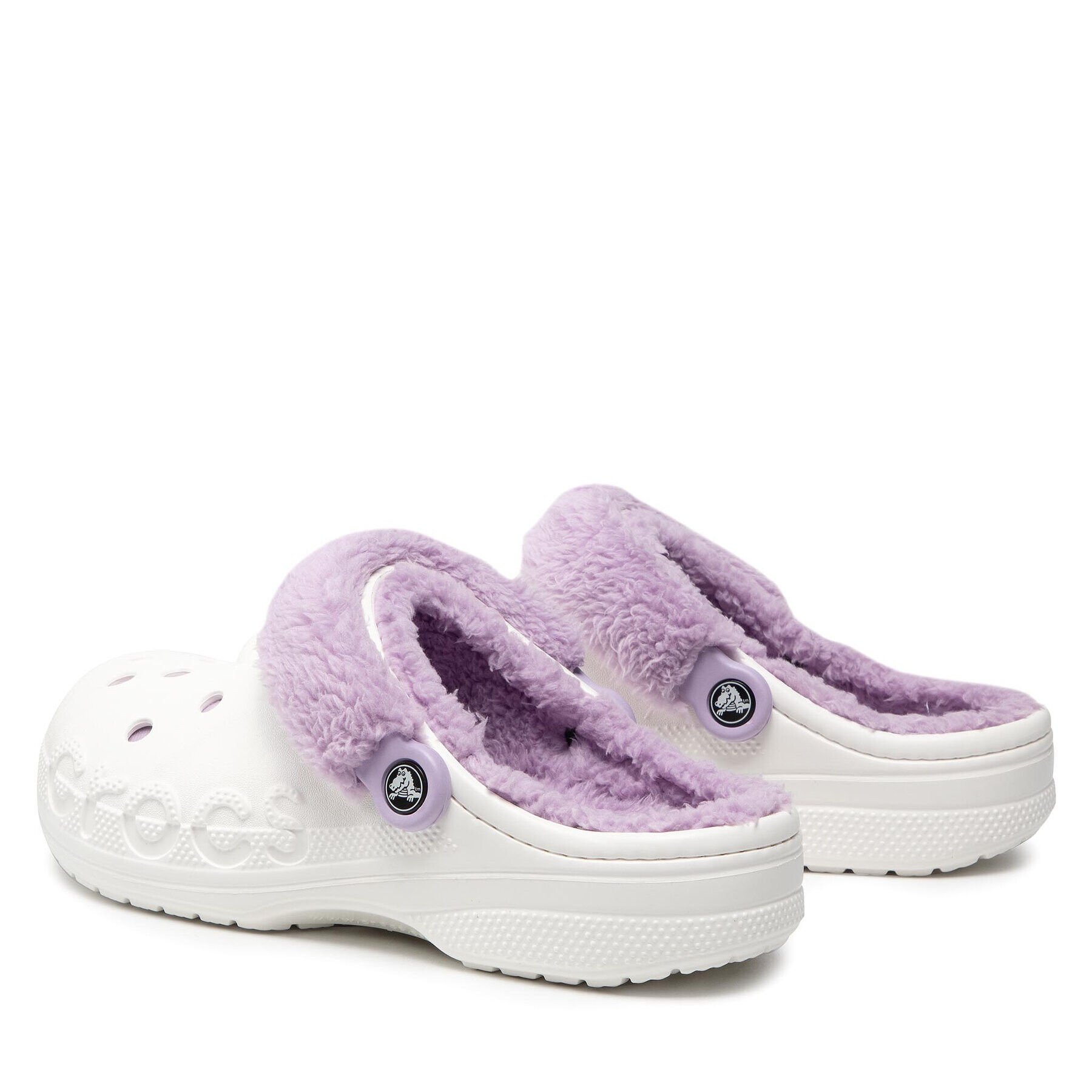 Crocs Natikači Baya Lined Fuzz Strap Clog 206633 Bela - Pepit.si