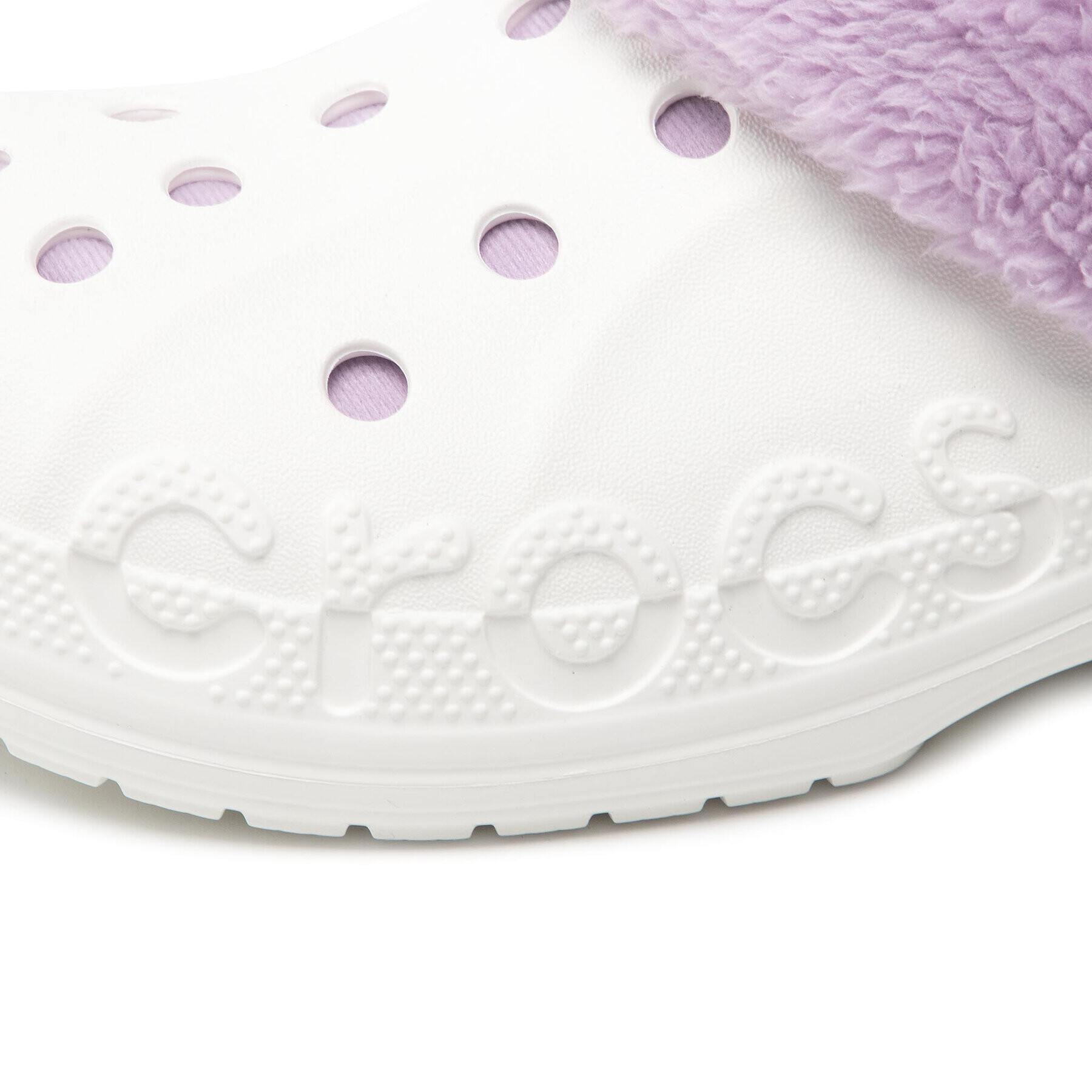 Crocs Natikači Baya Lined Fuzz Strap Clog 206633 Bela - Pepit.si