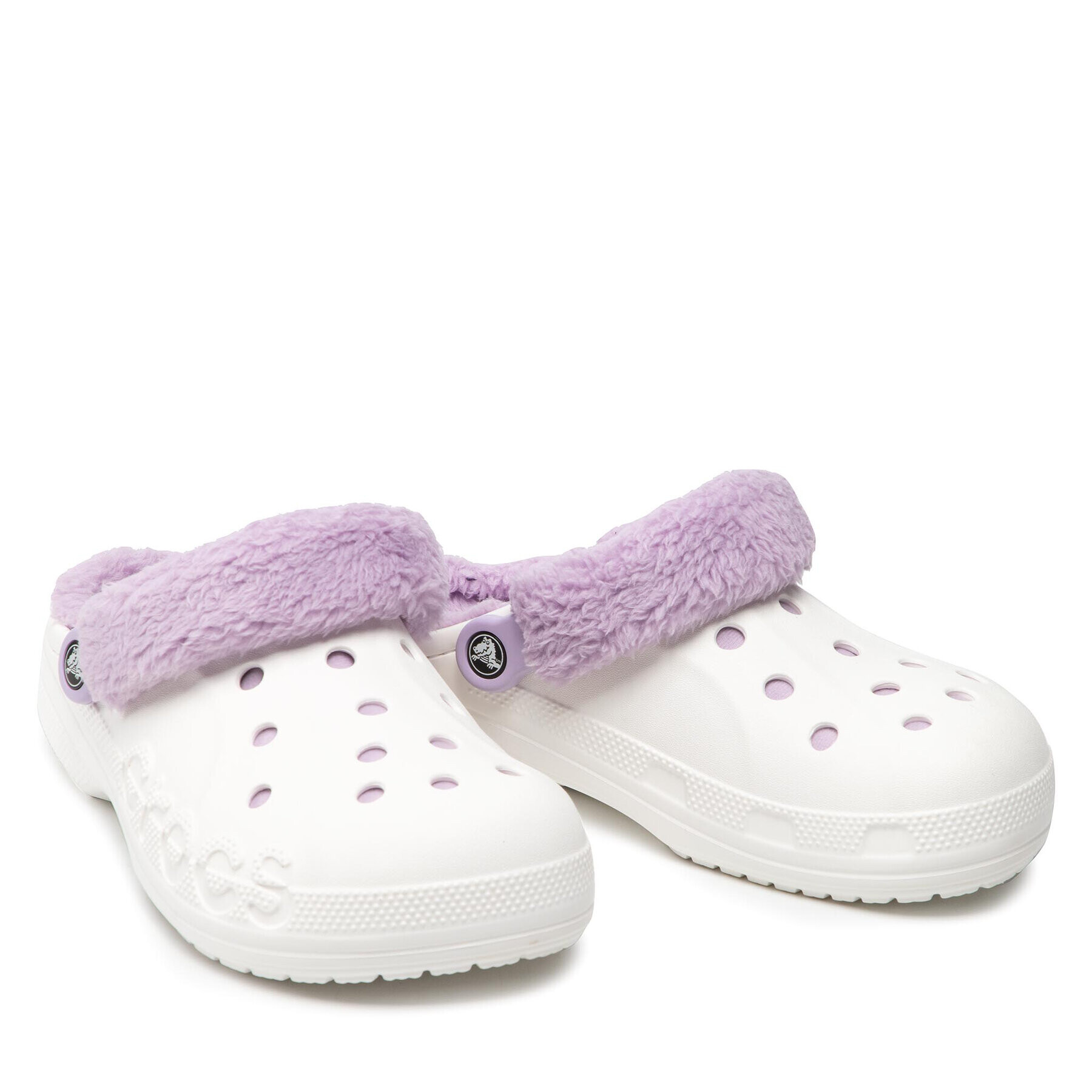 Crocs Natikači Baya Lined Fuzz Strap Clog 206633 Bela - Pepit.si