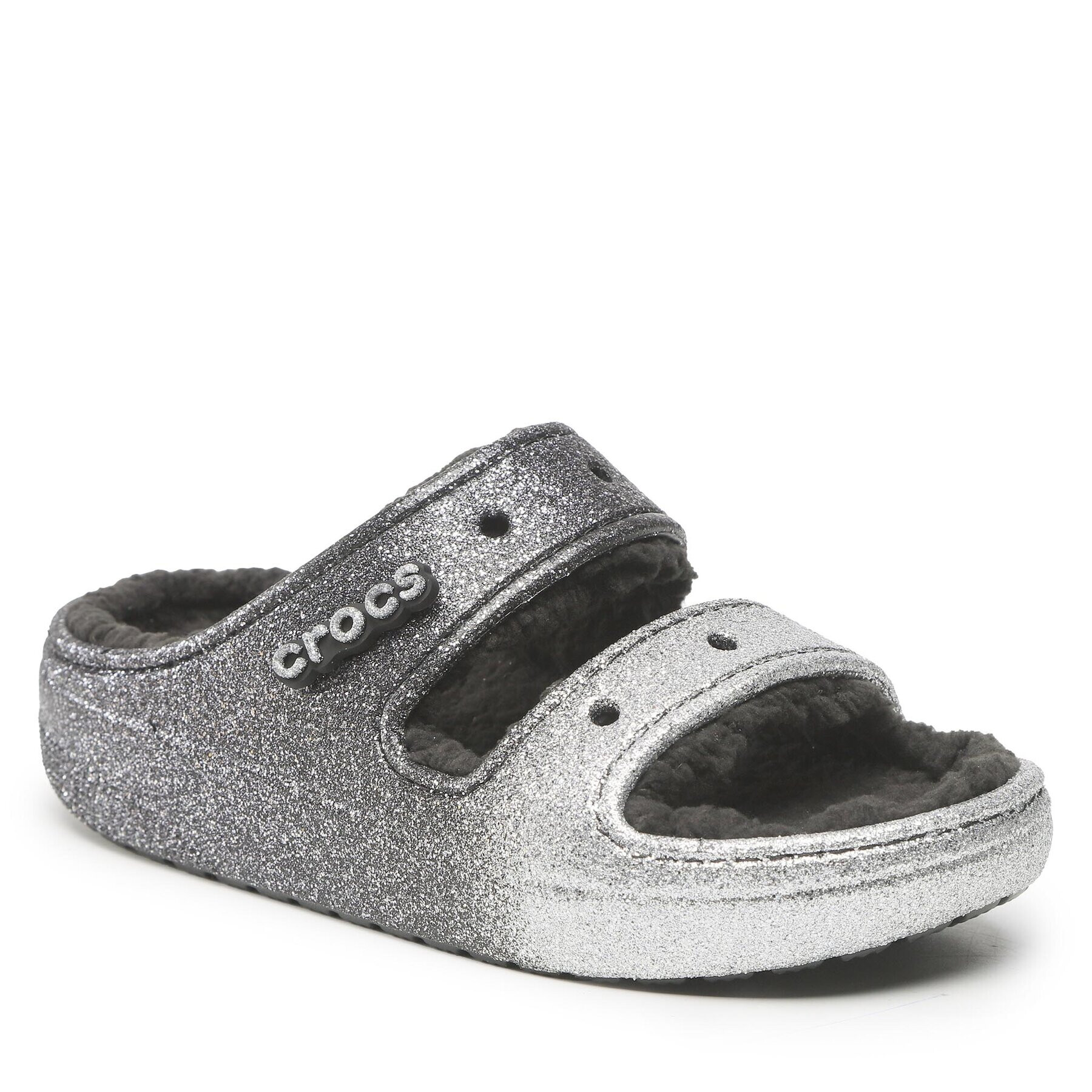 Crocs Natikači Classic Cozzzy Glitter Sandal 208124 Črna - Pepit.si