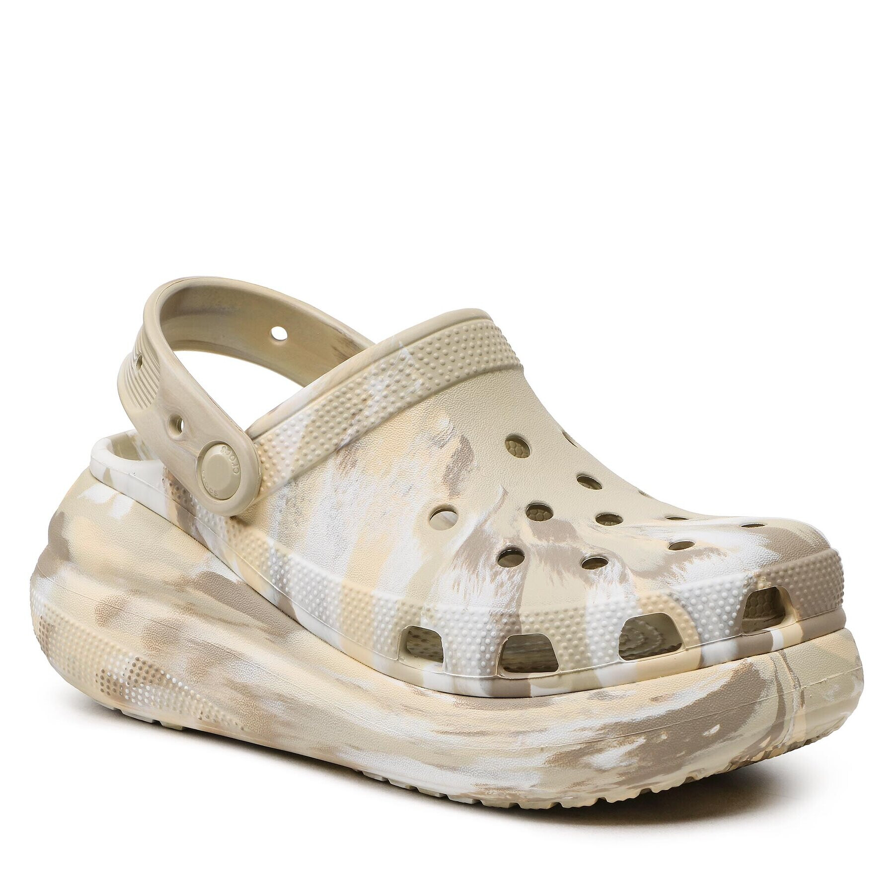 Crocs Natikači Classic Crush Marbled Clog 208265 Bež - Pepit.si