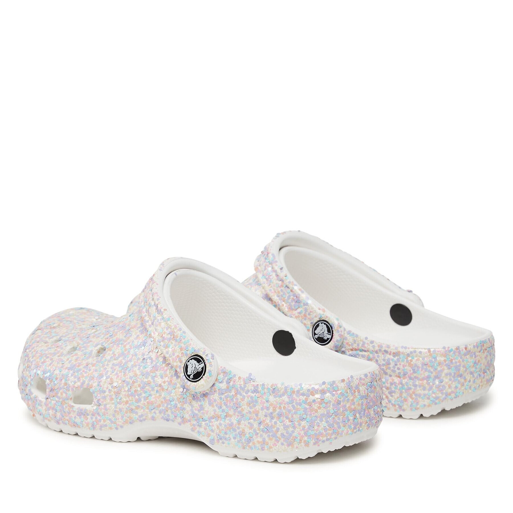 Crocs Natikači Classic Glitter Clog 205942 Bela - Pepit.si