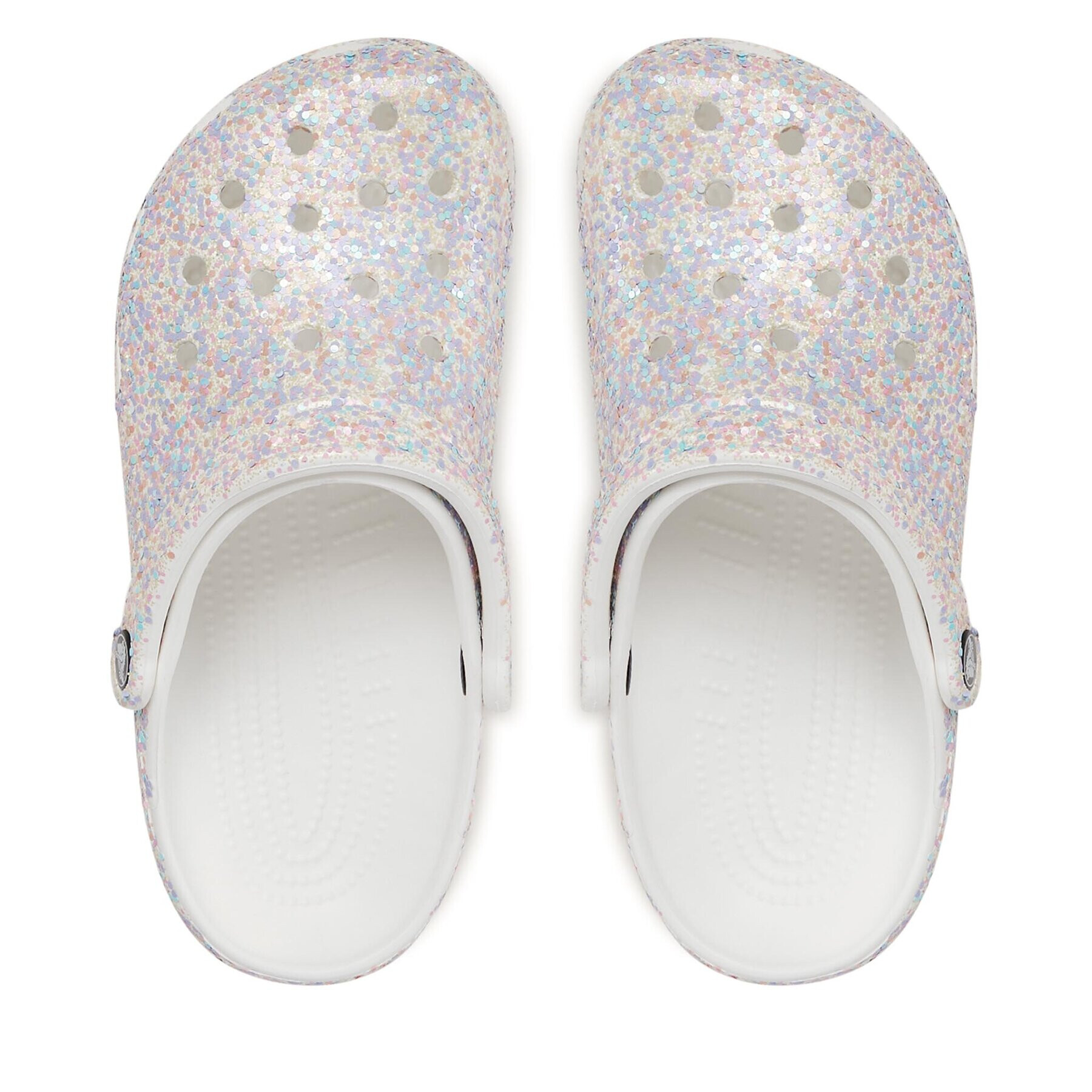 Crocs Natikači Classic Glitter Clog 205942 Bela - Pepit.si