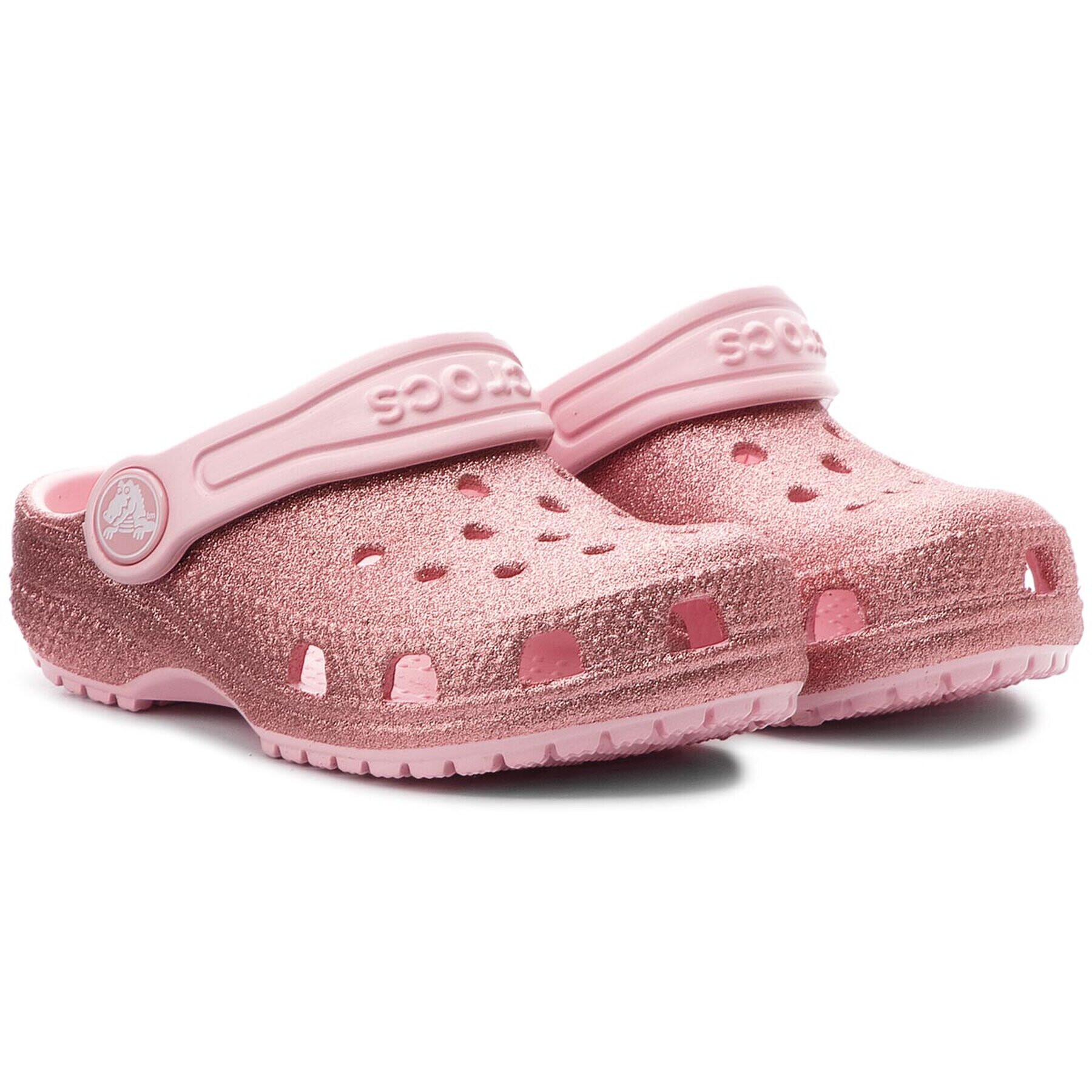 Crocs Natikači Classic Glitter Clog K 205441 Roza - Pepit.si