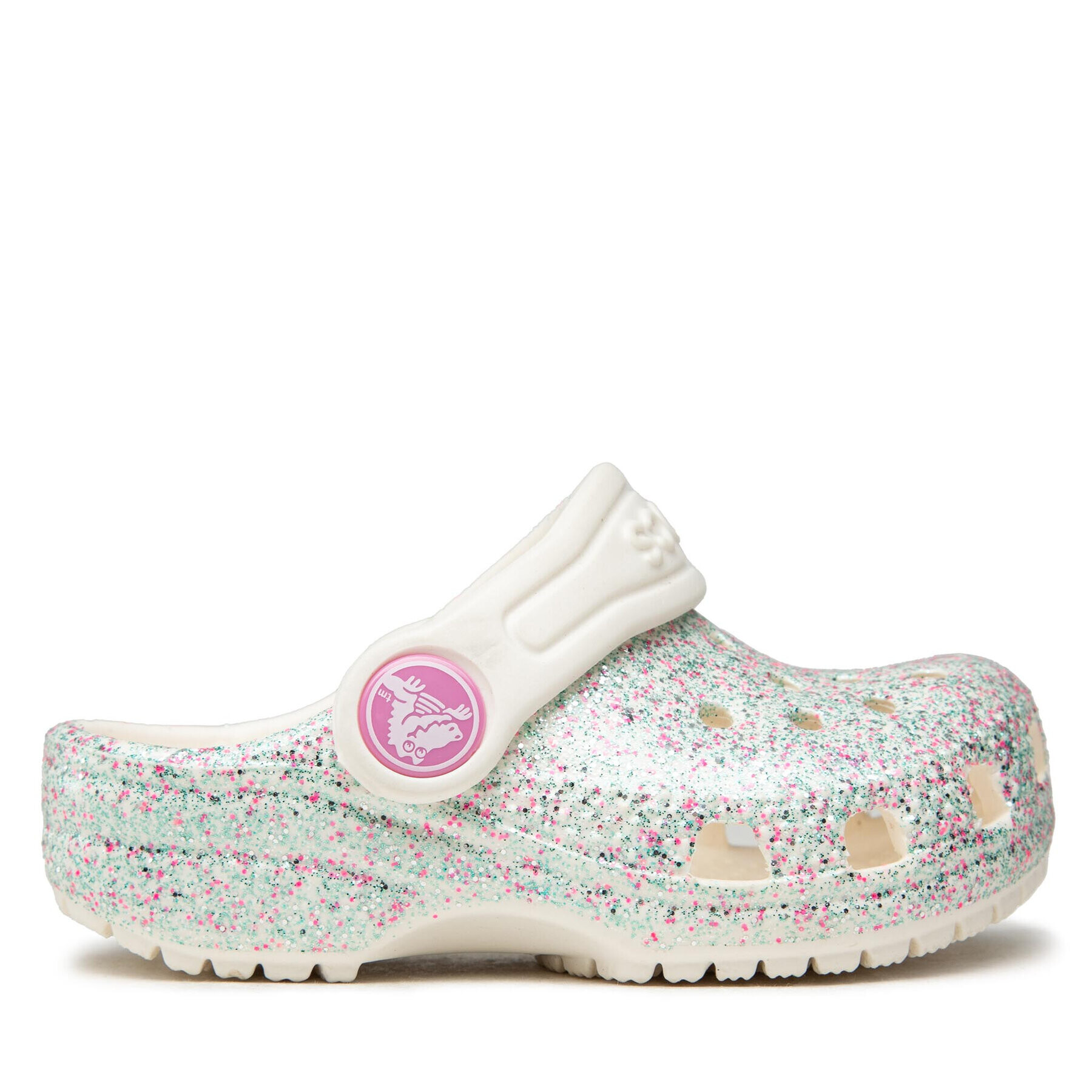 Crocs Natikači Classic Glitter Clog K 205441 Srebrna - Pepit.si